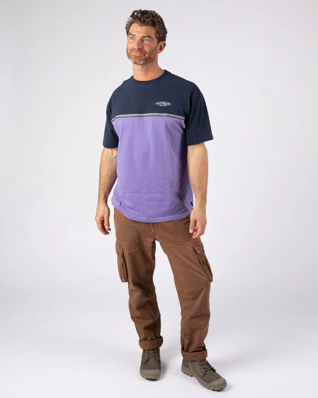 Heritage Logo Mens Short Sleeve T-Shirt in Purple - Image 4