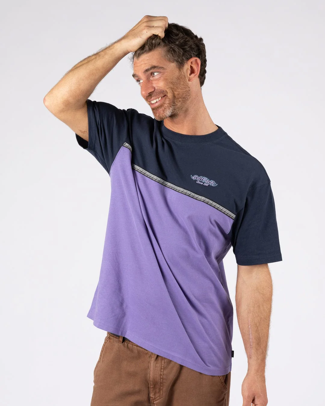 Heritage Logo Mens Short Sleeve T-Shirt in Purple - Image 5