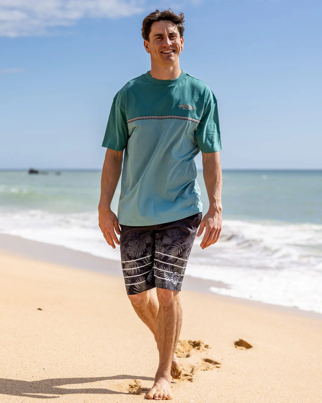 Heritage Logo Mens Short Sleeve T-Shirt in Teal - Image 5