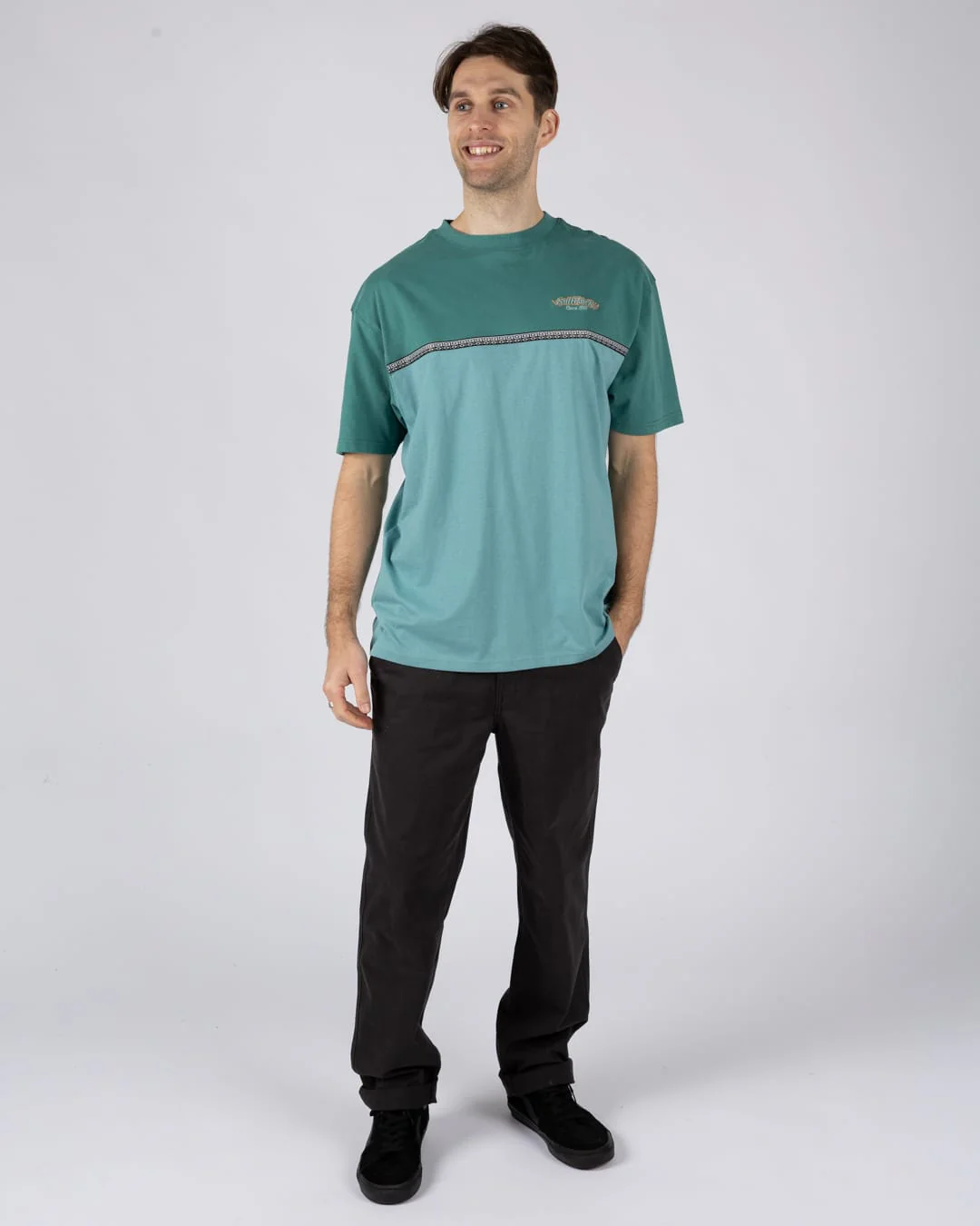 Heritage Logo Mens Short Sleeve T-Shirt in Teal - Image 8