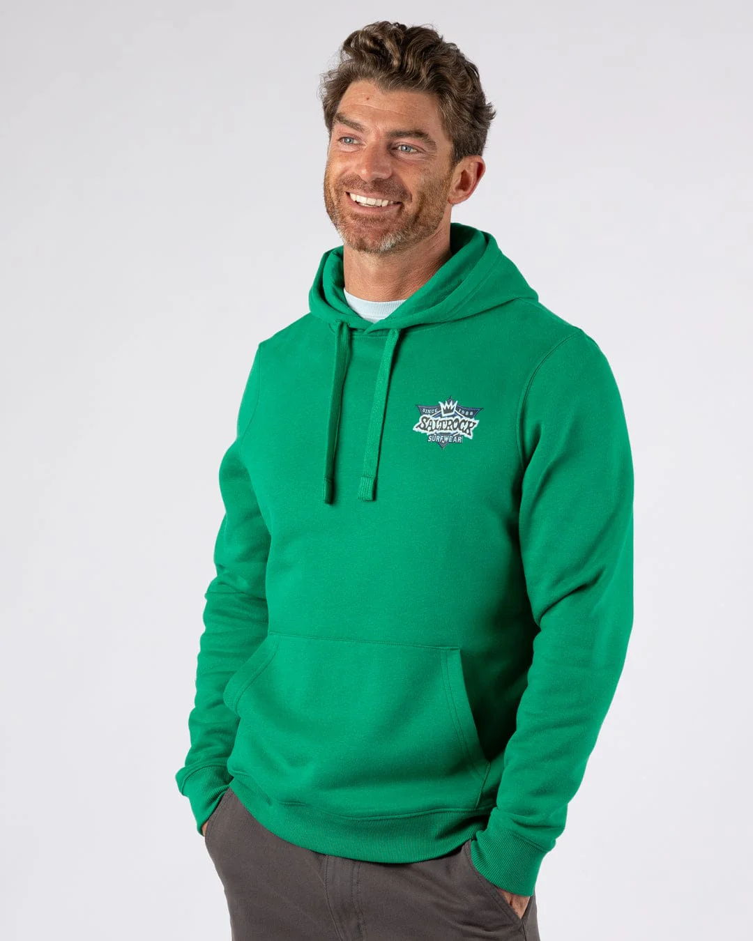 Heritage Shield Mens Pop Hoodie in Green - Image 6
