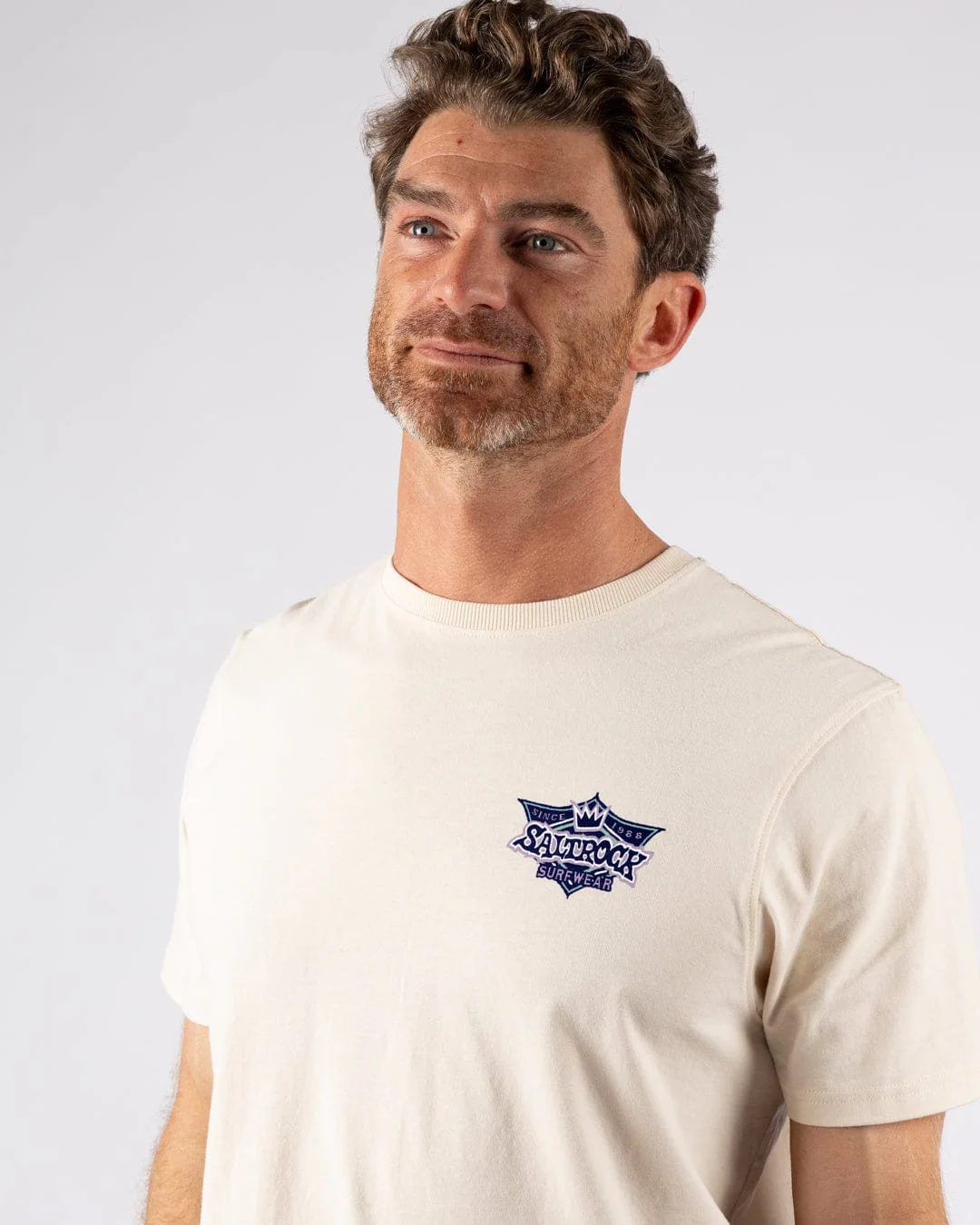 Heritage Shield Mens Short Sleeve T-Shirt in Cream - Image 2