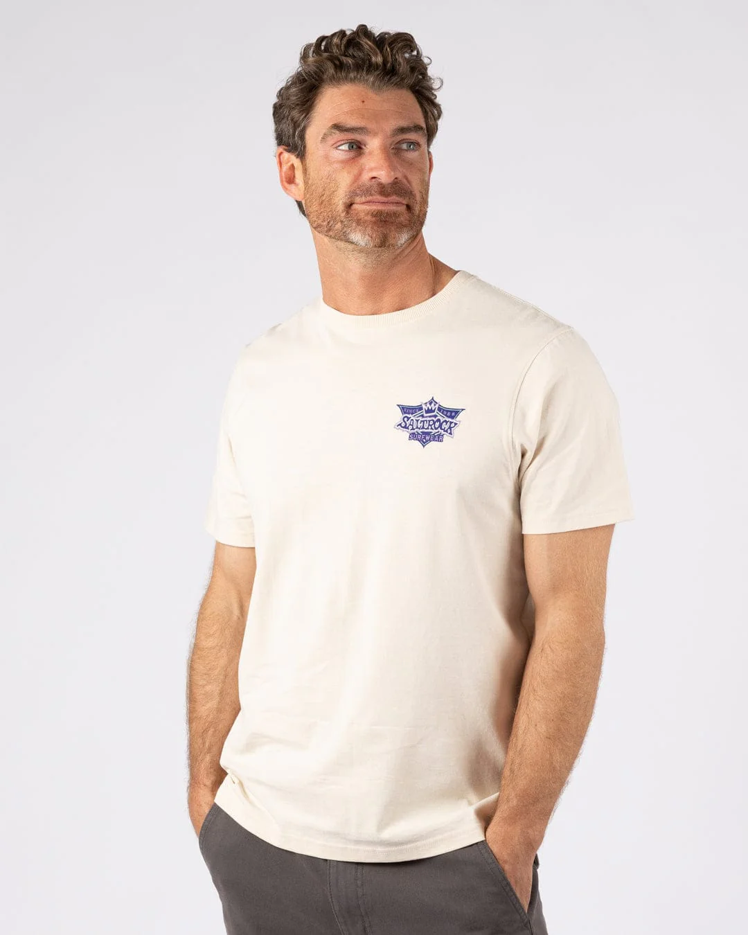 Heritage Shield Mens Short Sleeve T-Shirt in Cream - Image 6