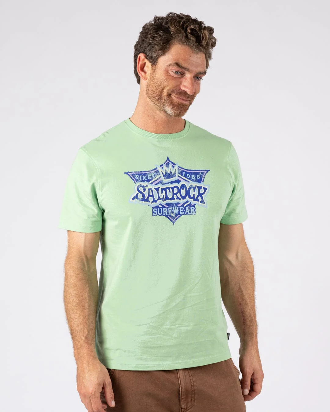 Heritage Shield Mens Short Sleeve T-Shirt in Light Green - Image 2