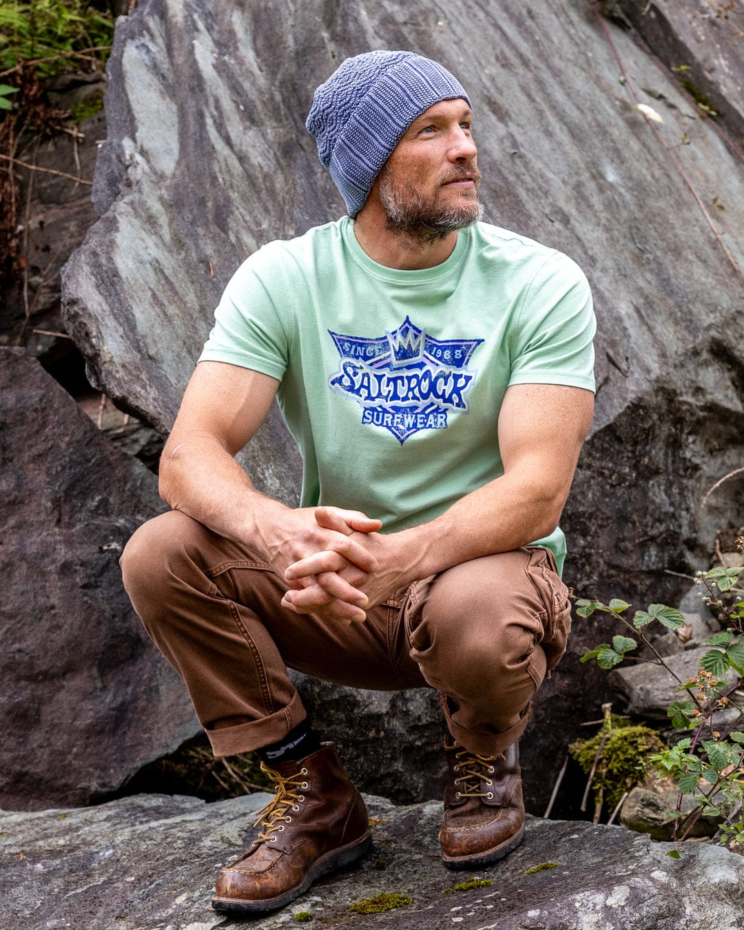 Heritage Shield Mens Short Sleeve T-Shirt in Light Green - Image 3