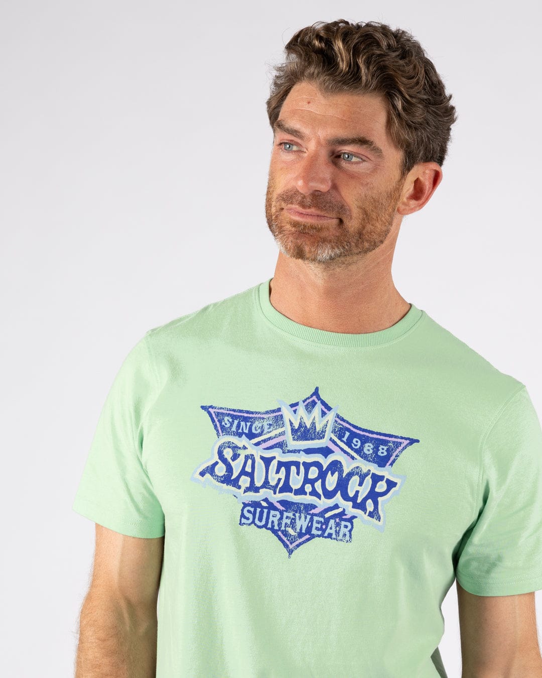 Heritage Shield Mens Short Sleeve T-Shirt in Light Green - Image 4