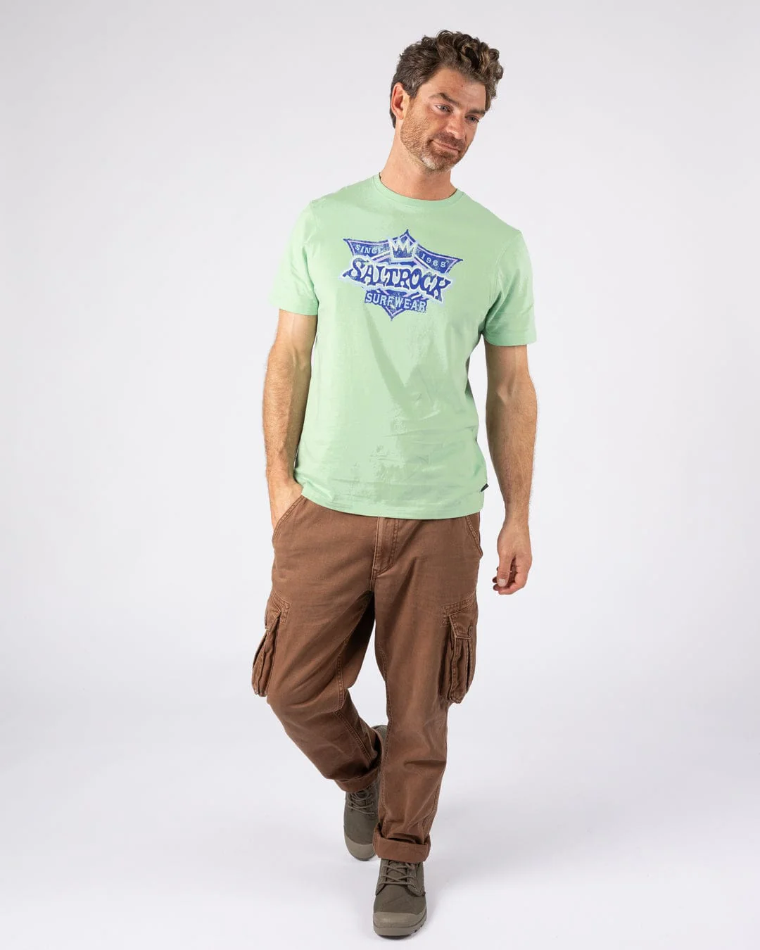 Heritage Shield Mens Short Sleeve T-Shirt in Light Green - Image 6