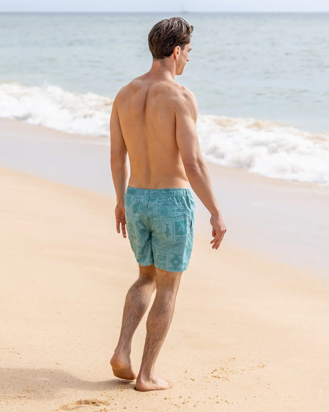 Heritage Tiles Mens Swimwear in Blue - Image 3