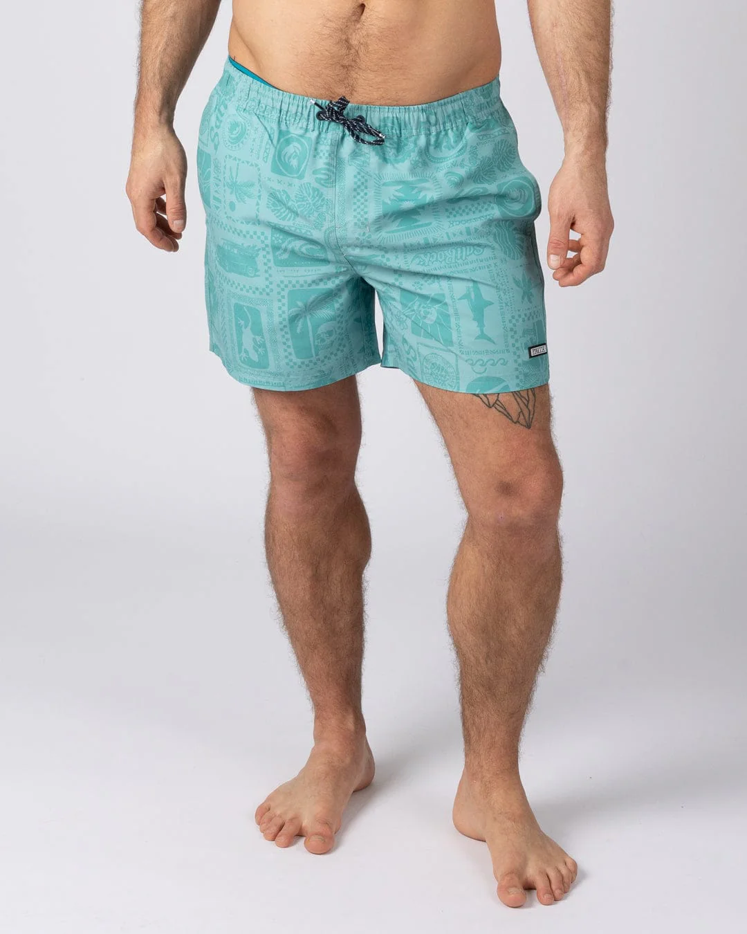 Heritage Tiles Mens Swimwear in Blue - Image 4