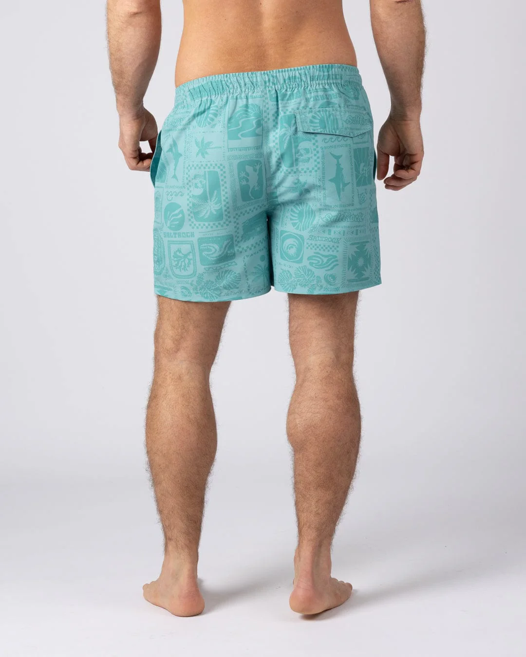 Heritage Tiles Mens Swimwear in Blue - Image 7