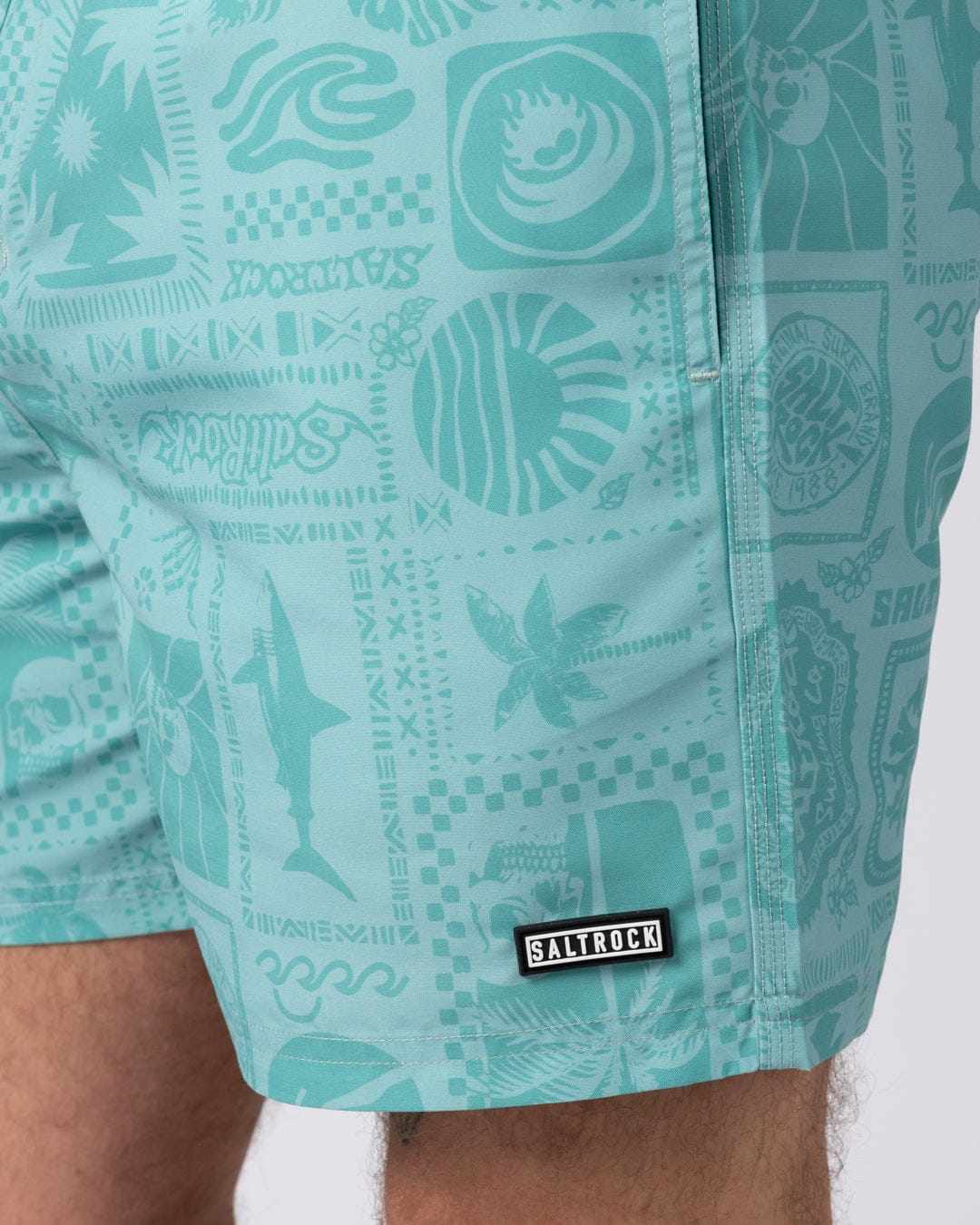 Heritage Tiles Mens Swimwear in Blue - Image 8