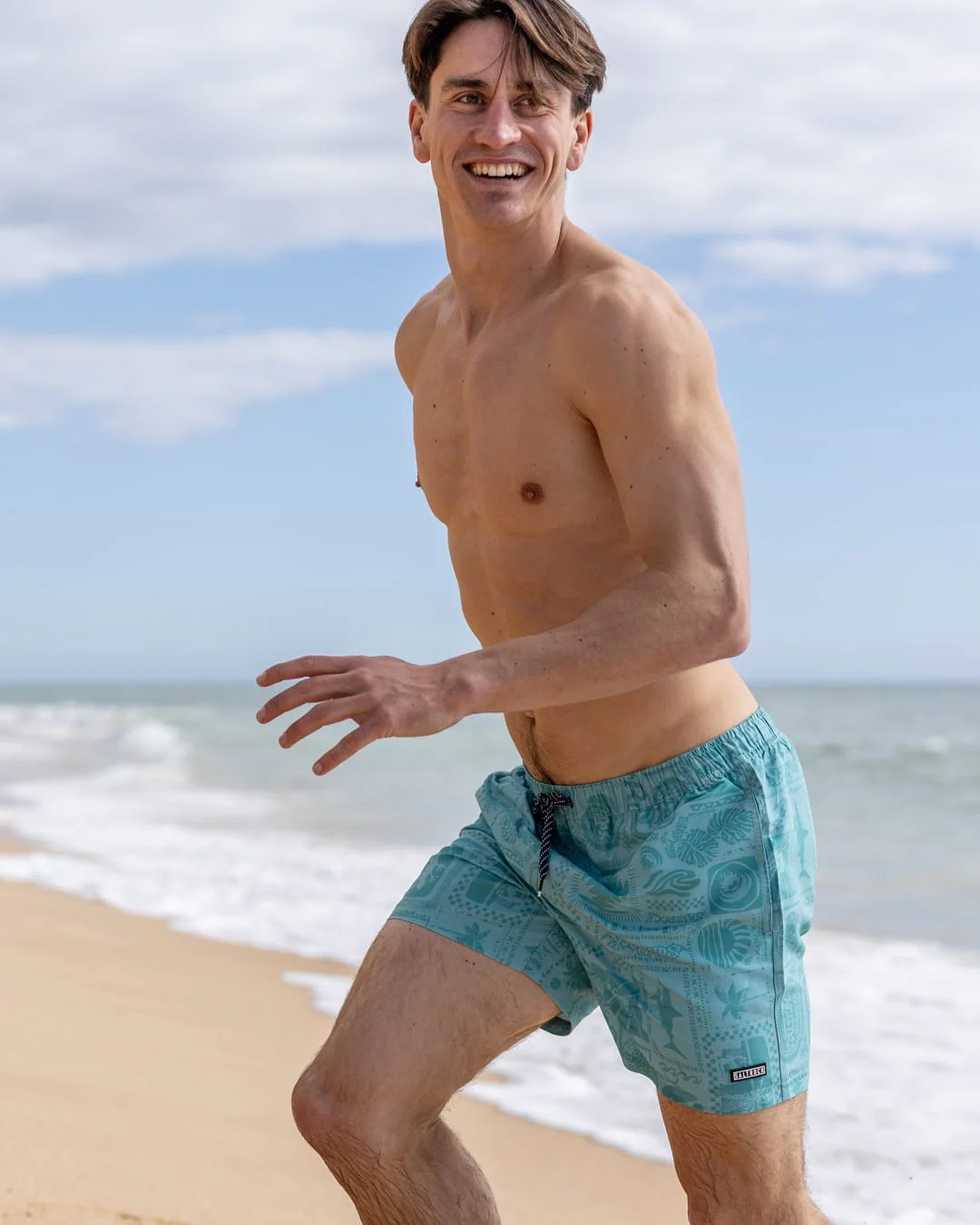 Heritage Tiles Mens Swimwear in Blue - Image 9