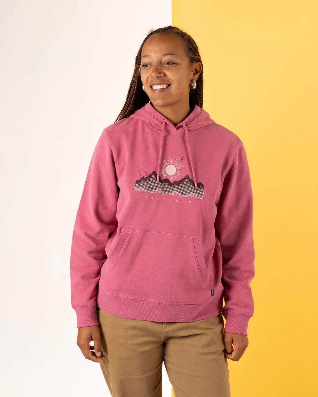 Horizon Womens Pop Hoodie in Dark Pink - Image 3