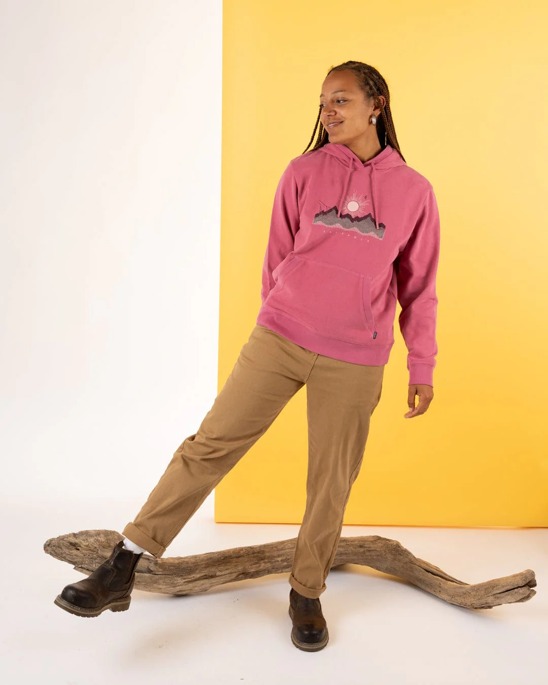 Horizon Womens Pop Hoodie in Dark Pink - Image 7