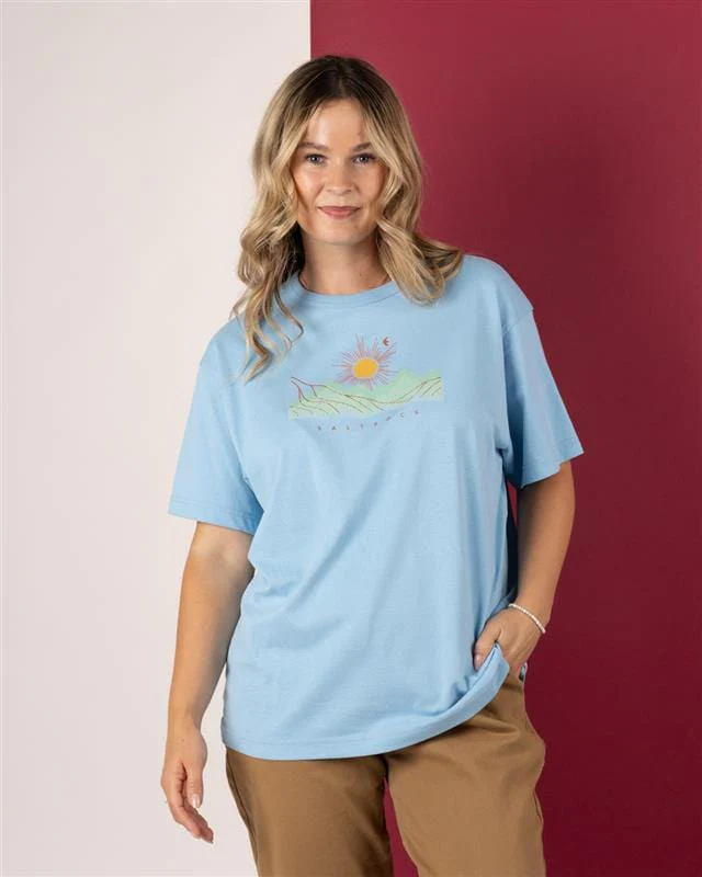 Horizon Womens Oversized Short Sleeve T-Shirt in Light Blue