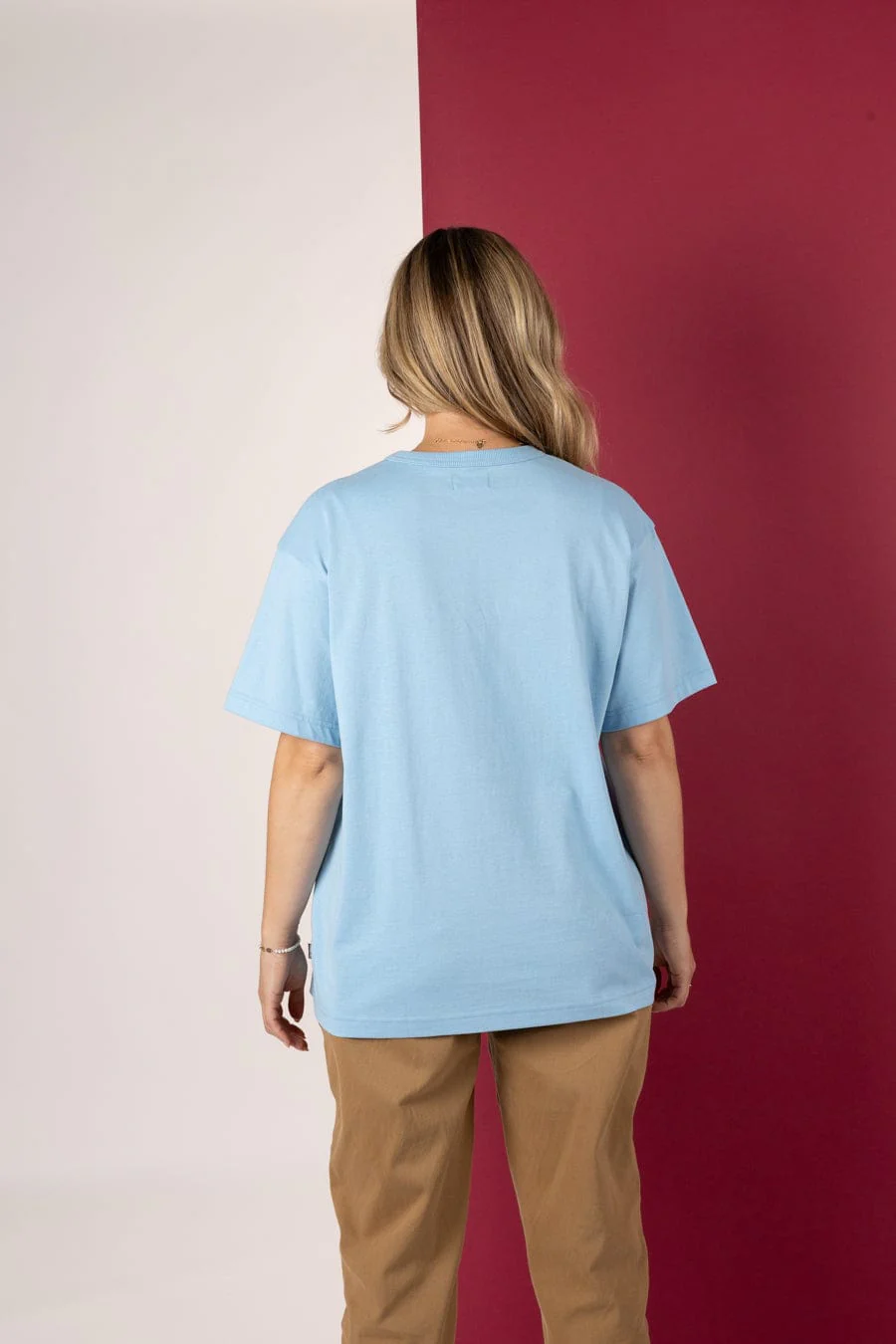 Horizon Womens Oversized Short Sleeve T-Shirt in Light Blue - Image 3