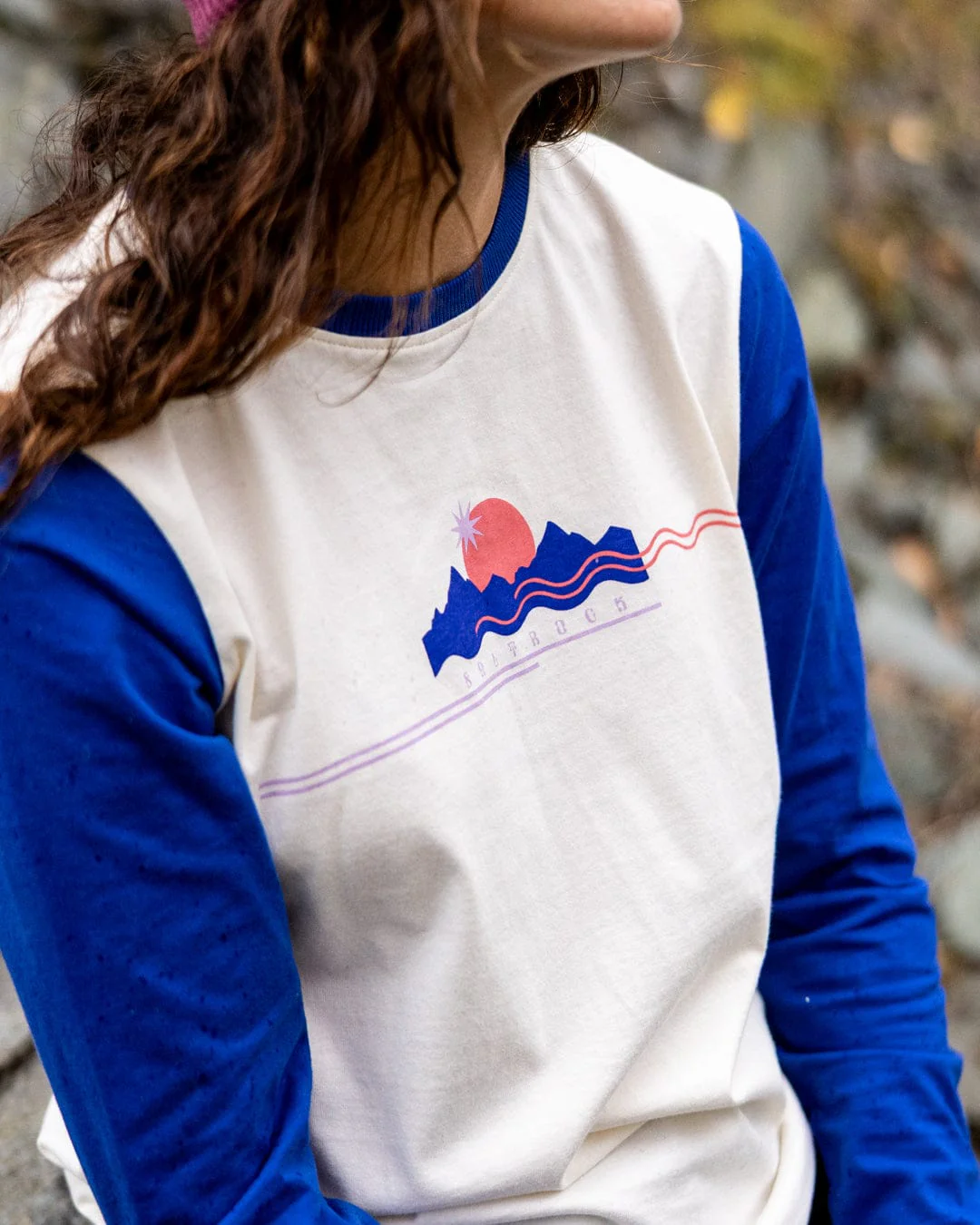 Horizon Stripe Womens Long Sleeve T-Shirt in Blue - Image 3