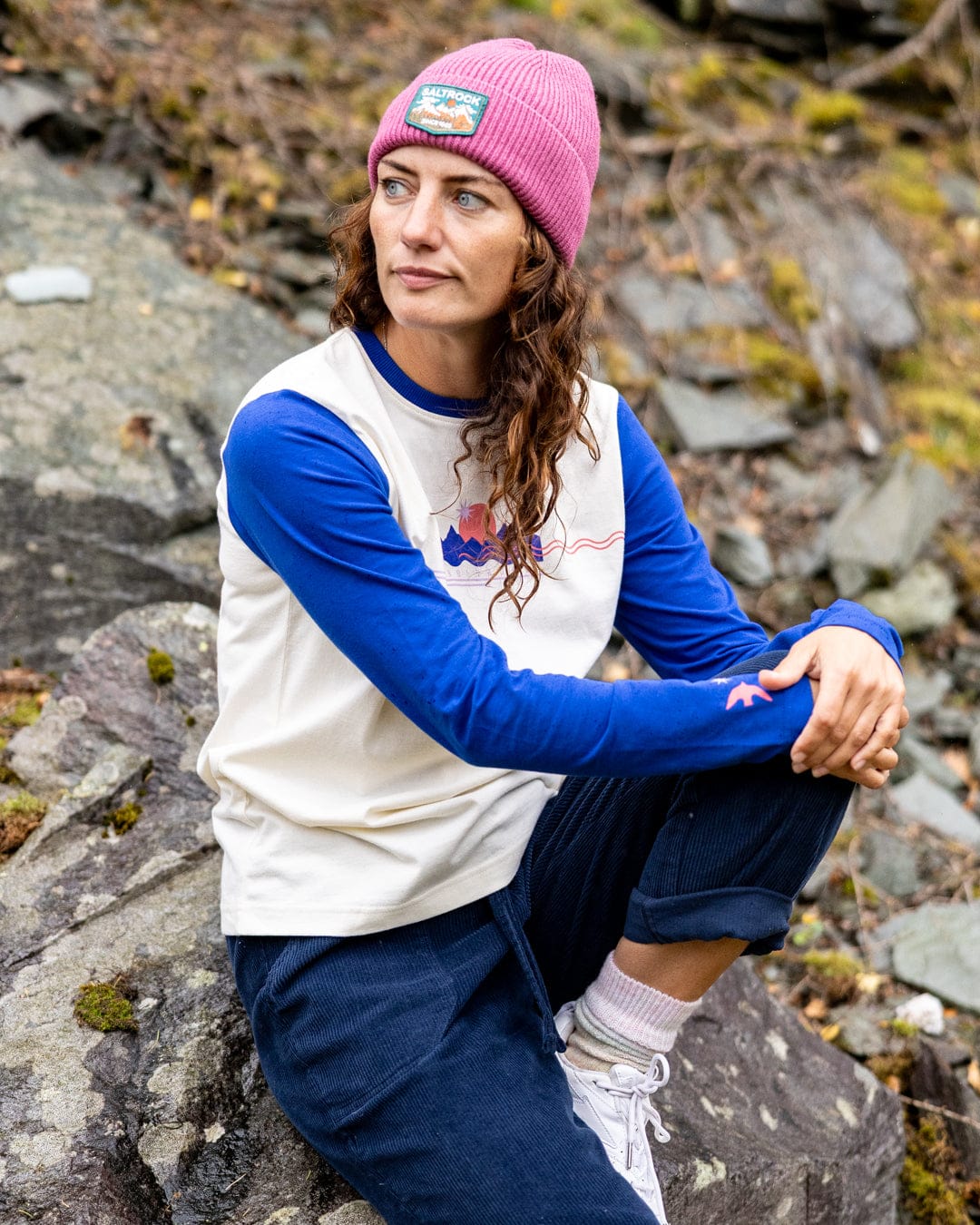 Horizon Stripe Womens Long Sleeve T-Shirt in Blue - Image 6