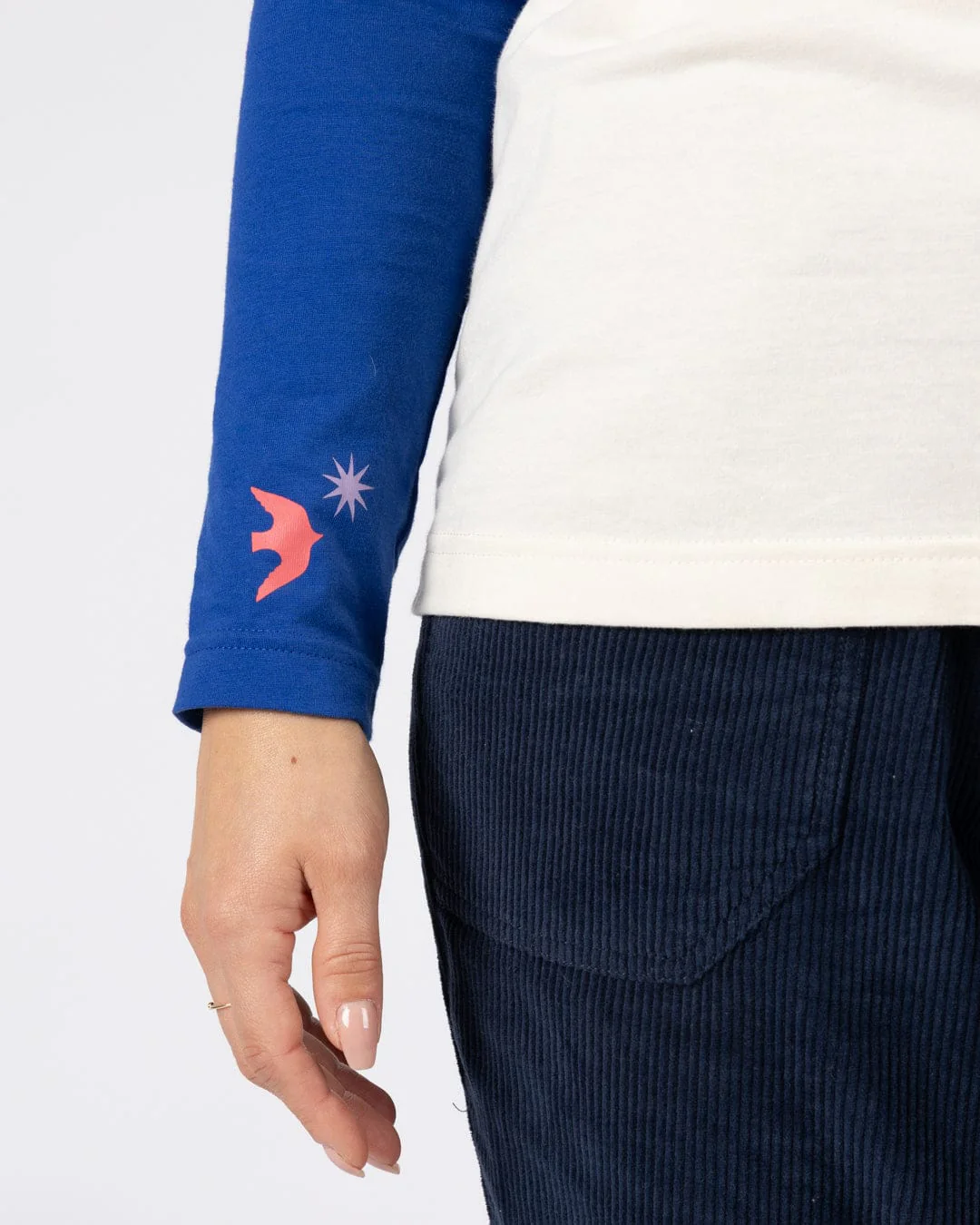 Horizon Stripe Womens Long Sleeve T-Shirt in Blue - Image 9