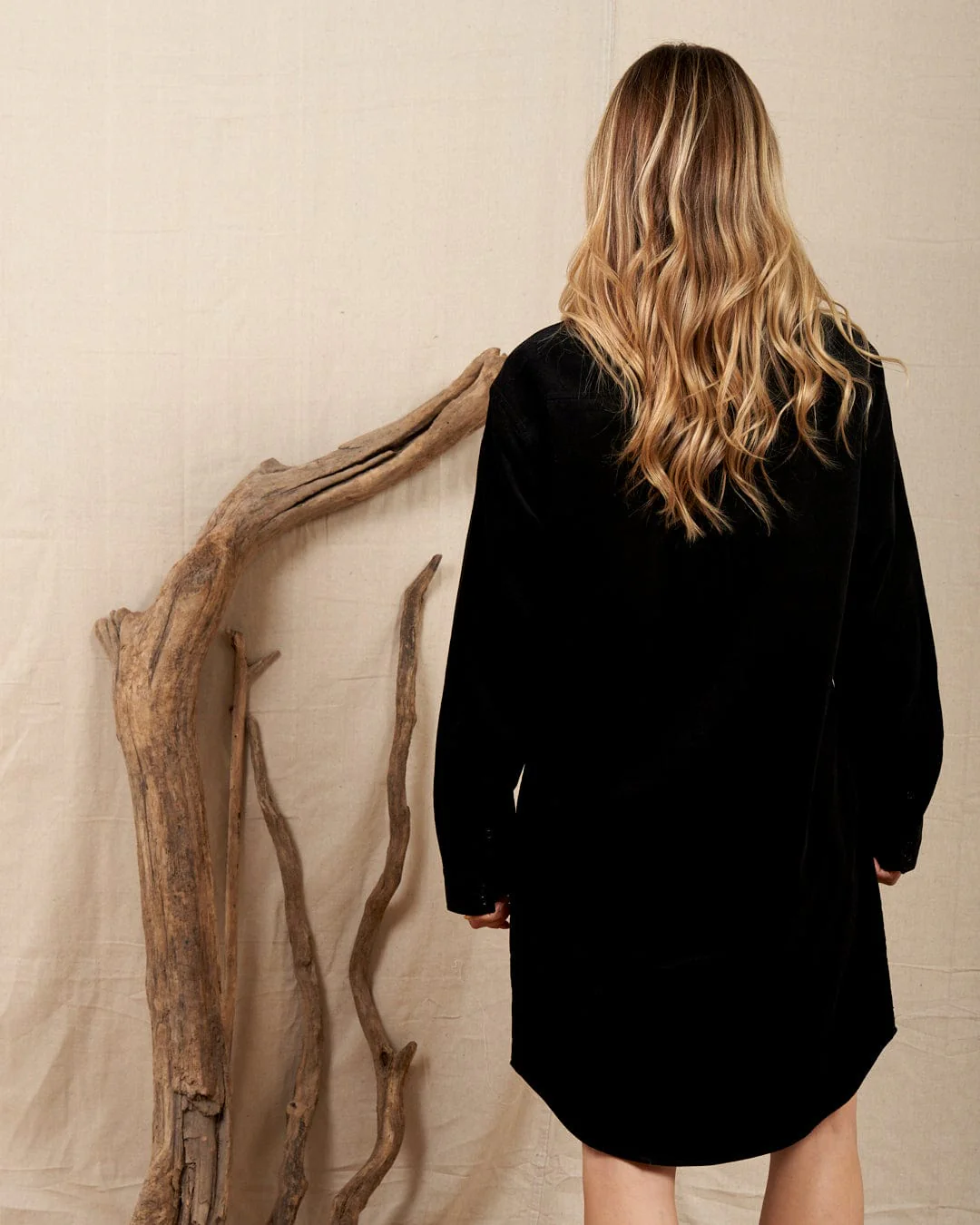 Iris Womens Cord Shirt Dress in Black - Image 11