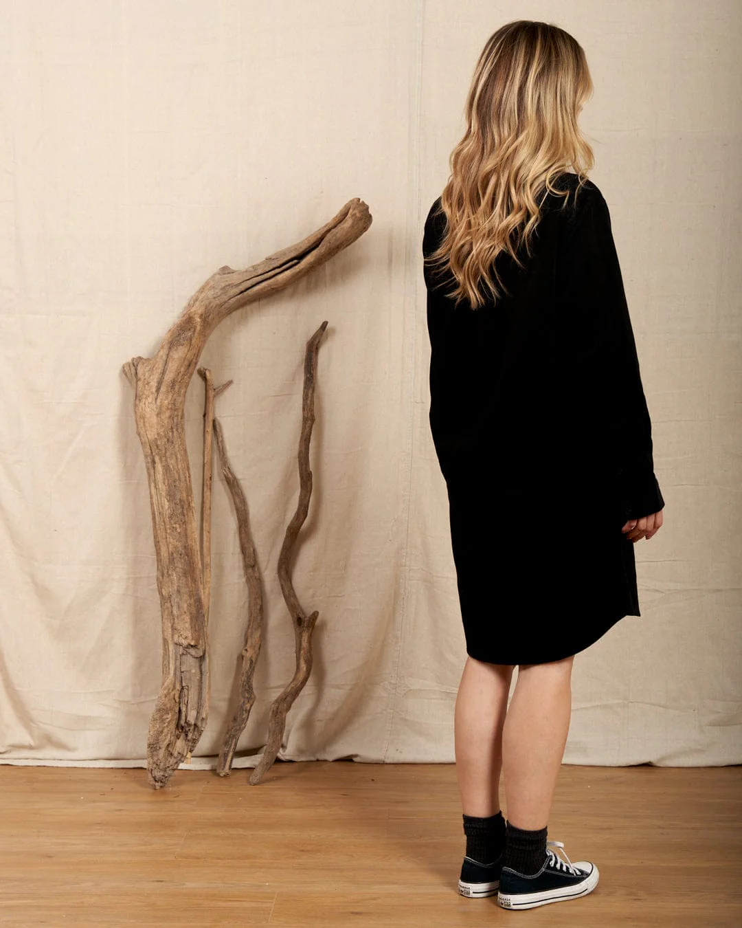 Iris Womens Cord Shirt Dress in Black - Image 12