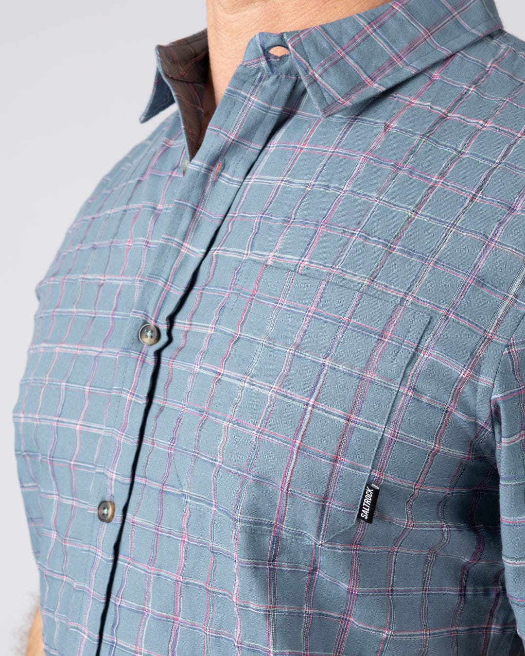 Isaad Mens Short Sleeve Shirt in Blue - Image 7