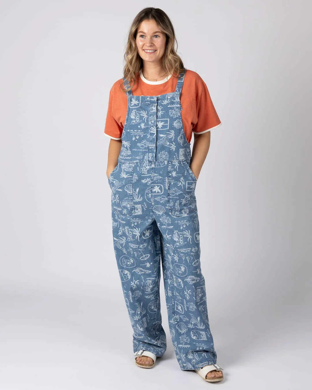 Island Life Womens Dungarees in Bright Blue - Image 3