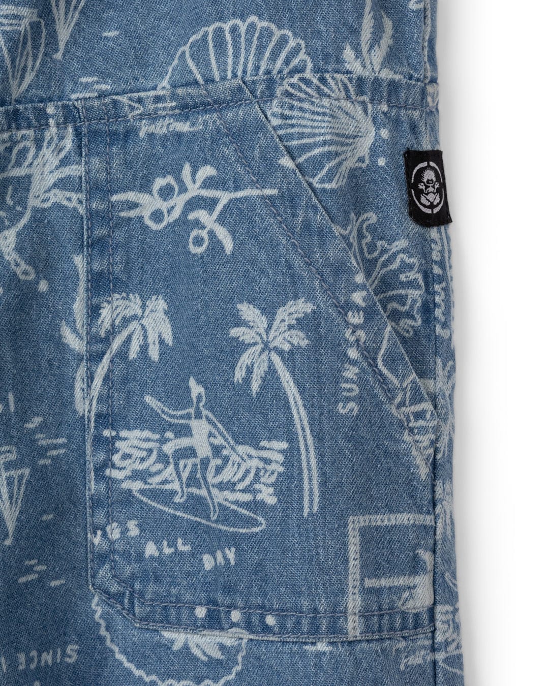 Island Life Kids Dungarees in Bright Blue - Image 3