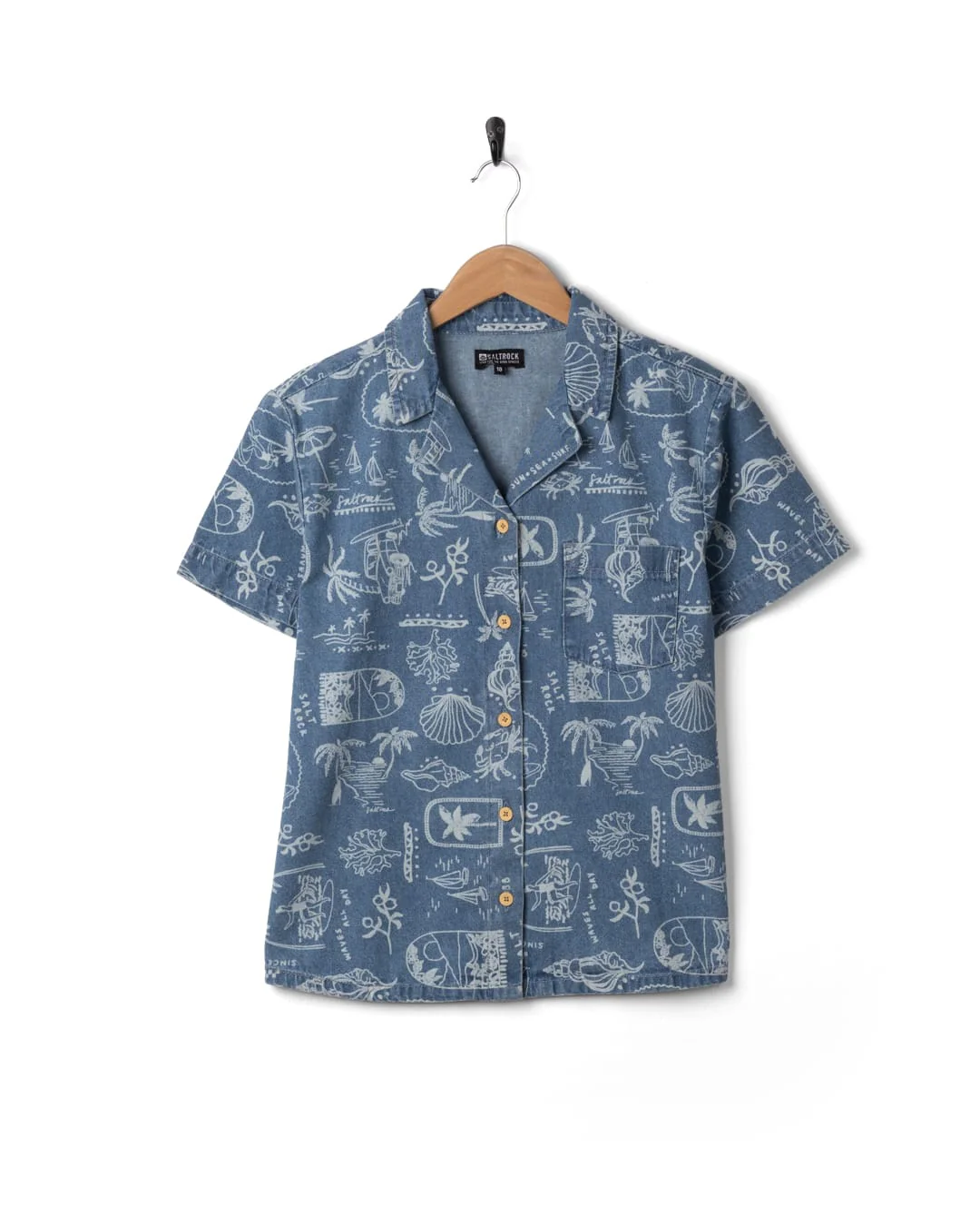 Island Life Short Sleeve Shirt in Blue - Image 6