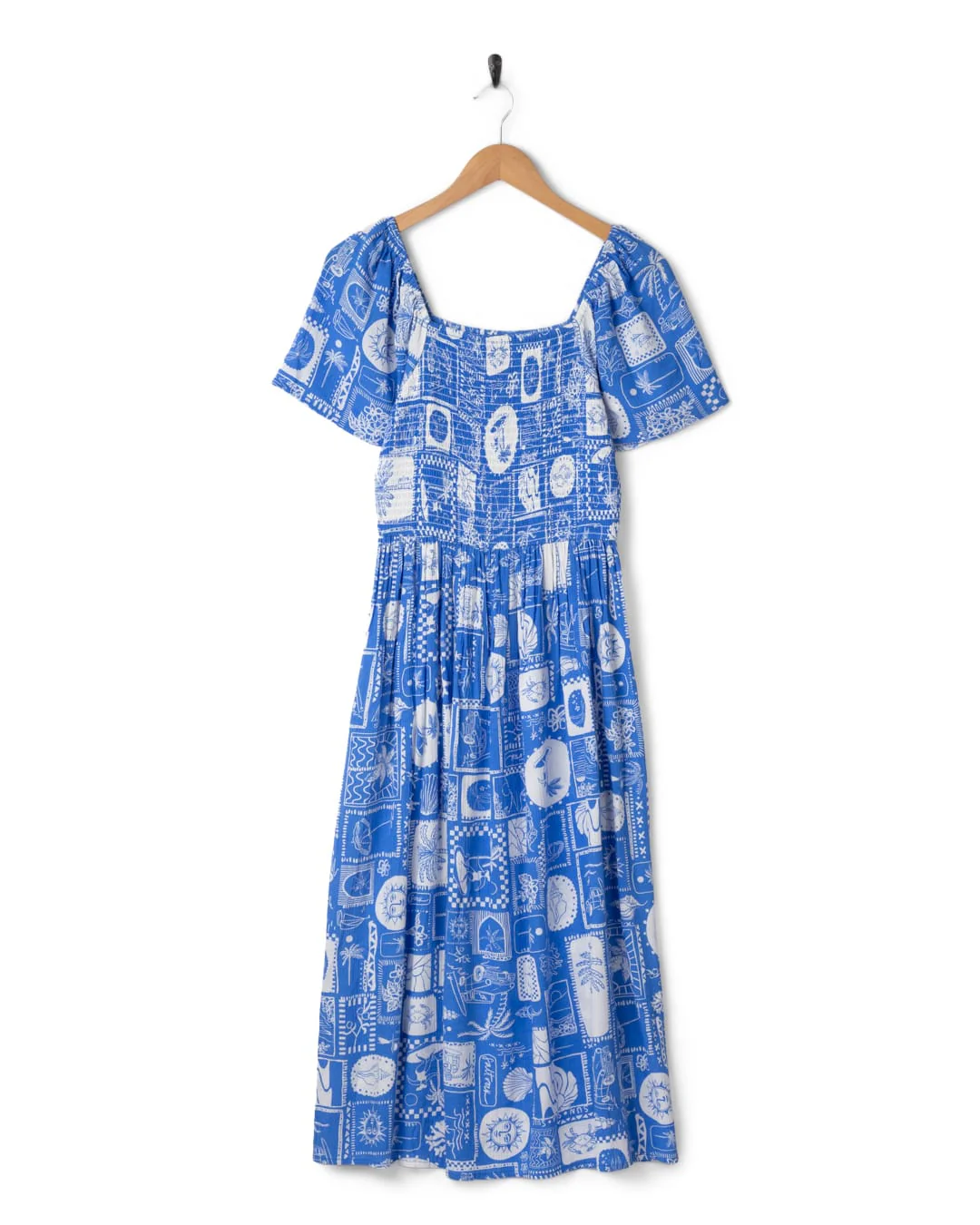 Island Tile Womens Midi Dress in Bright Blue - Image 7