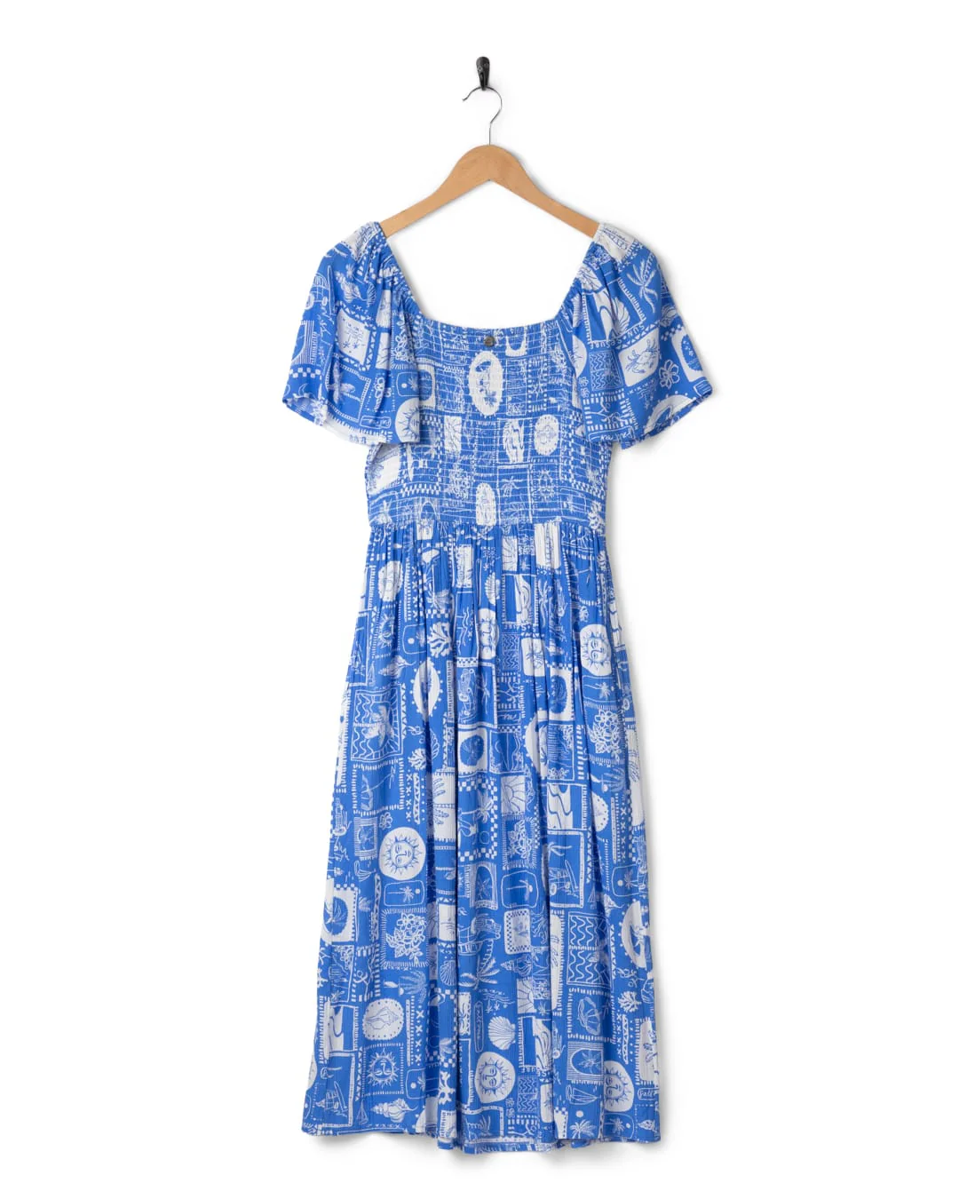 Island Tile Womens Midi Dress in Bright Blue - Image 8