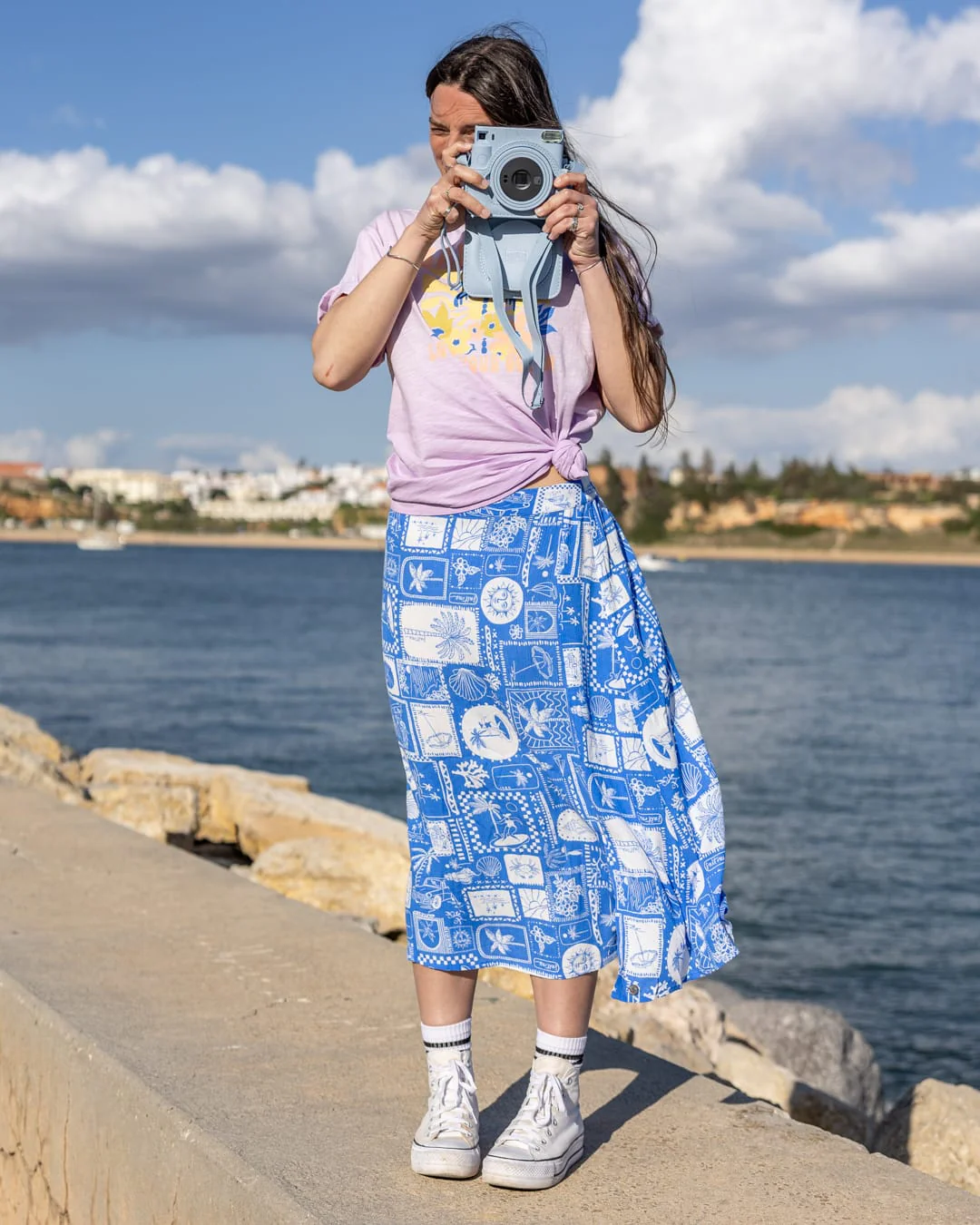 Island Tile Womens Skirt Bright Blue - Image 5