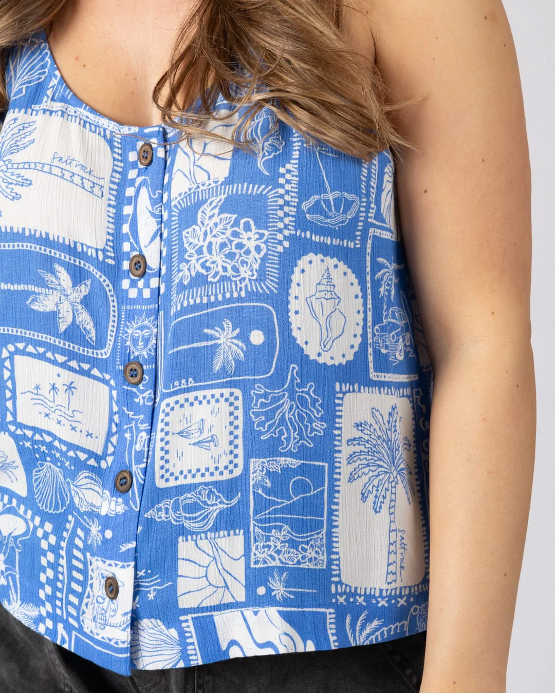 Island Tile Womens Vest in Bright Blue - Image 4