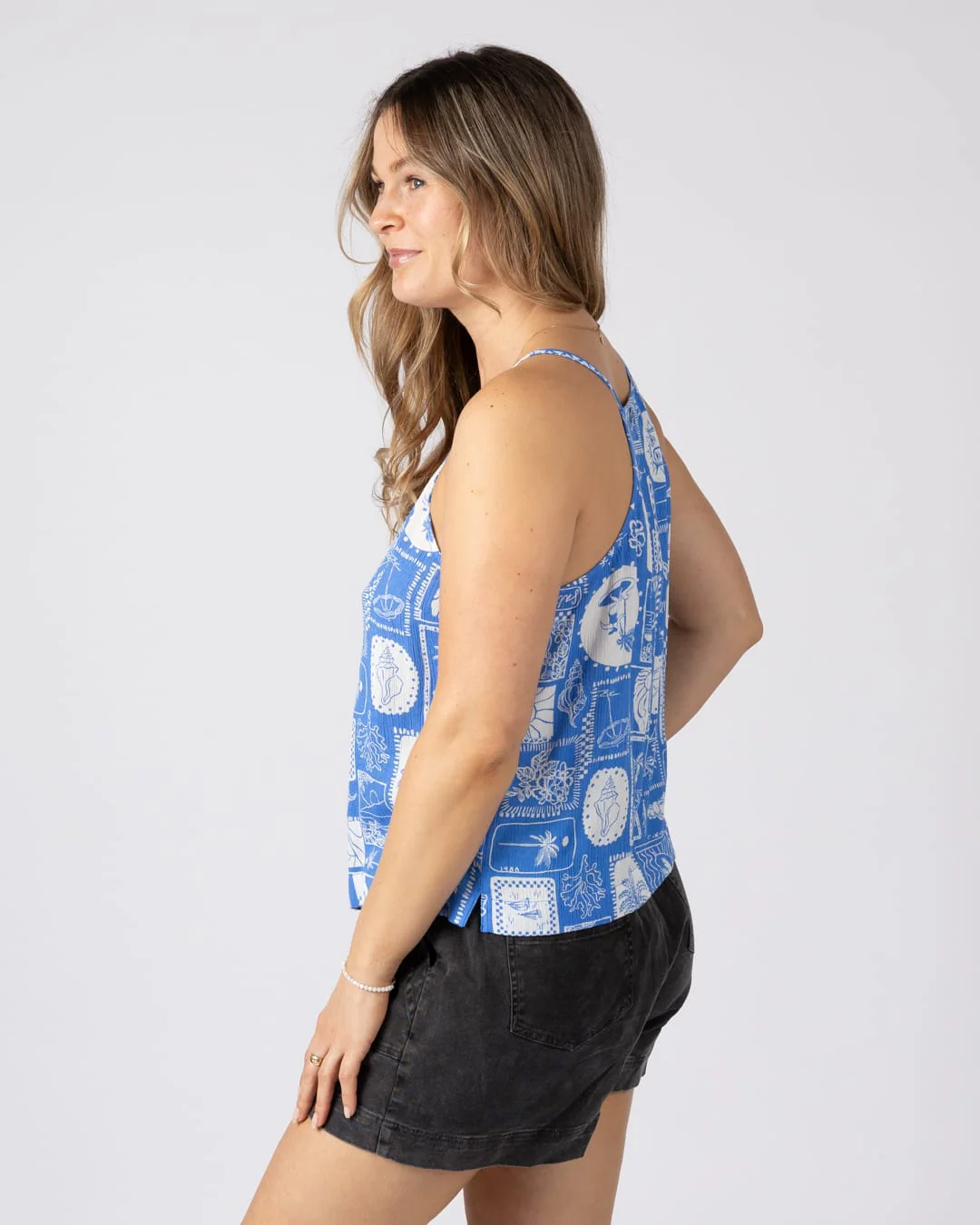 Island Tile Womens Vest in Bright Blue - Image 5