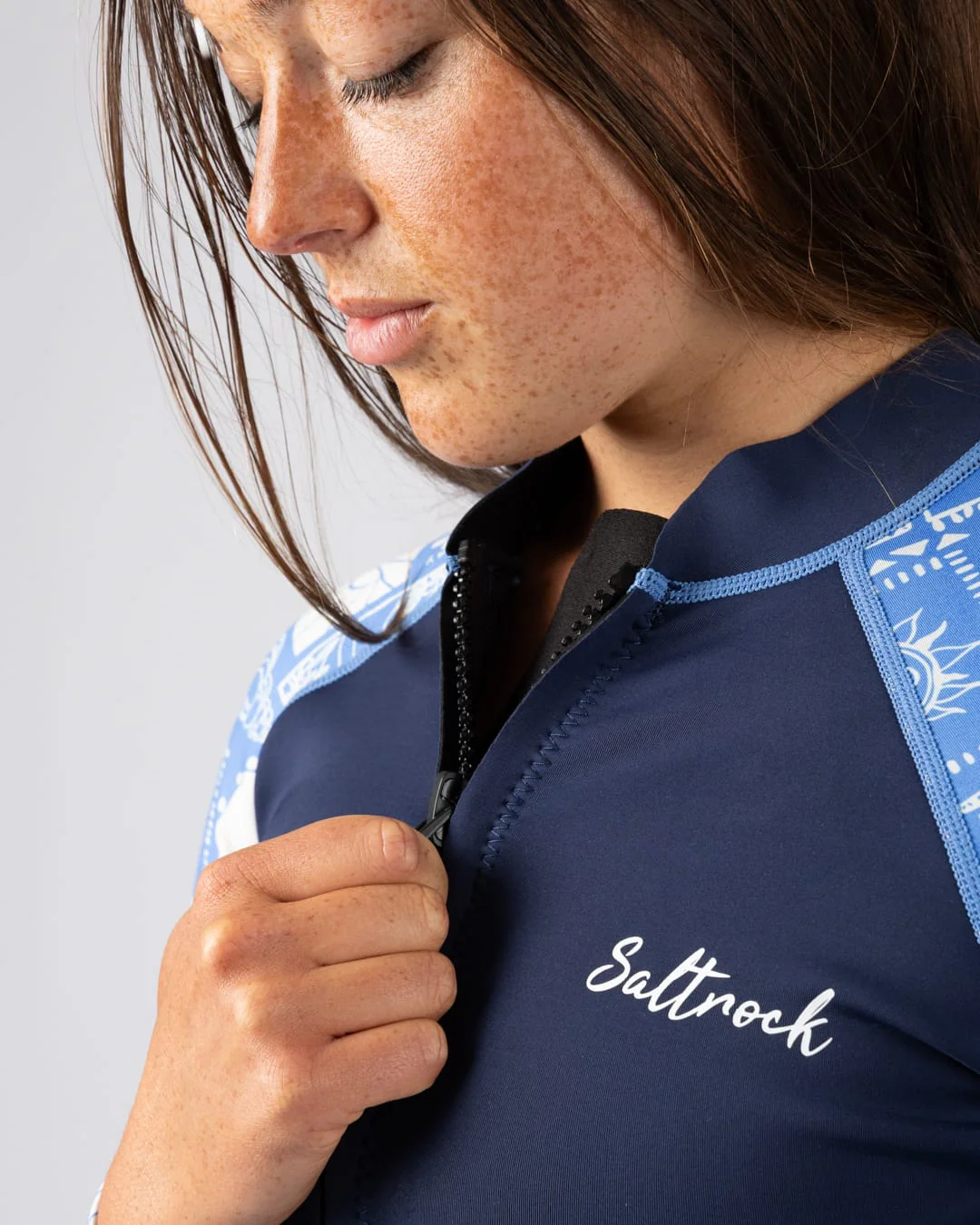 Island Tiles Womens 1.5mm Springsuit in Blue - Image 12