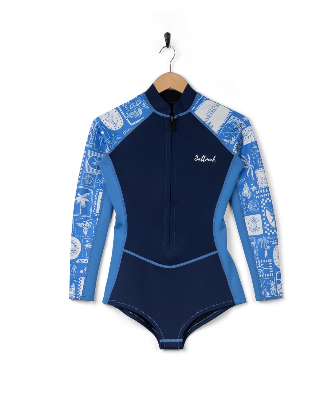 Island Tiles Womens 1.5mm Springsuit in Blue - Image 6