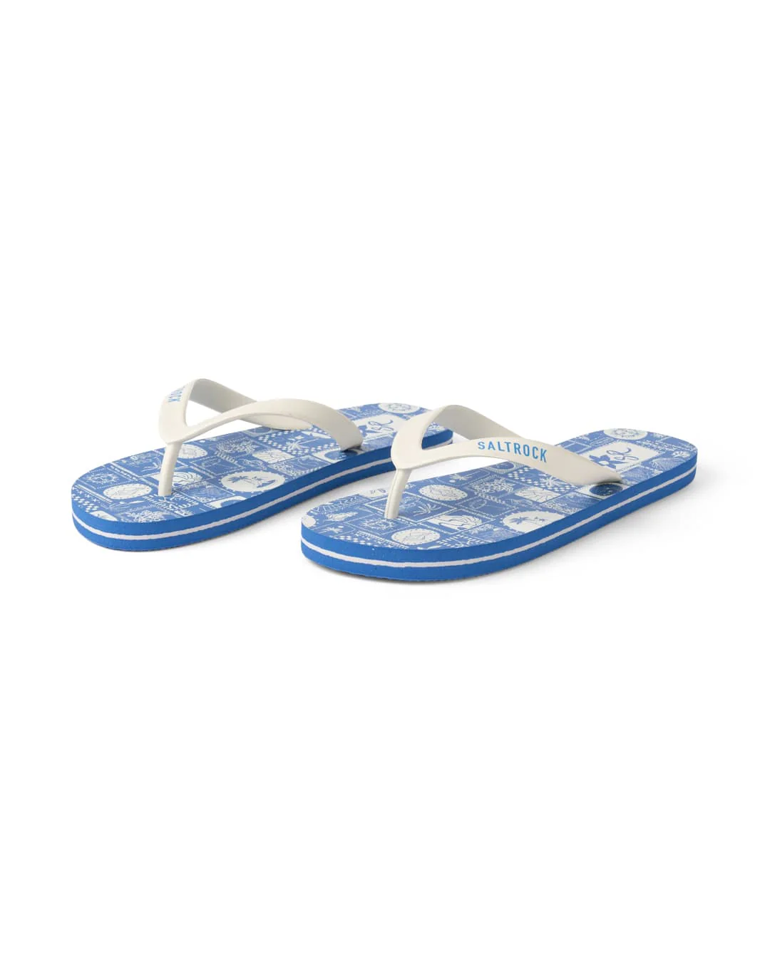 Island Tiles Womens Flip Flops in Bright Blue - Image 3