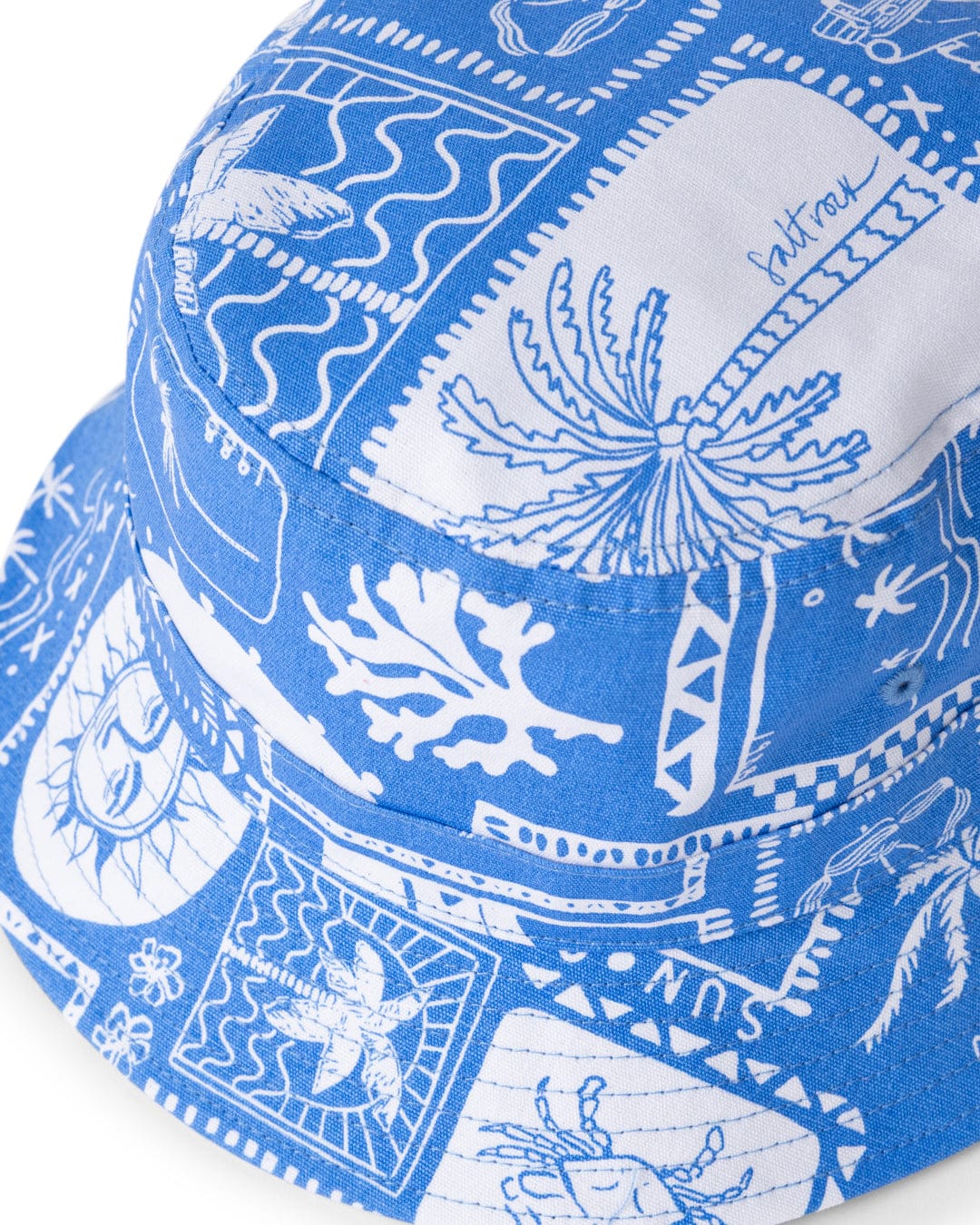Island Tiles Canvas Bucket Hat in Bright Blue - Image 2