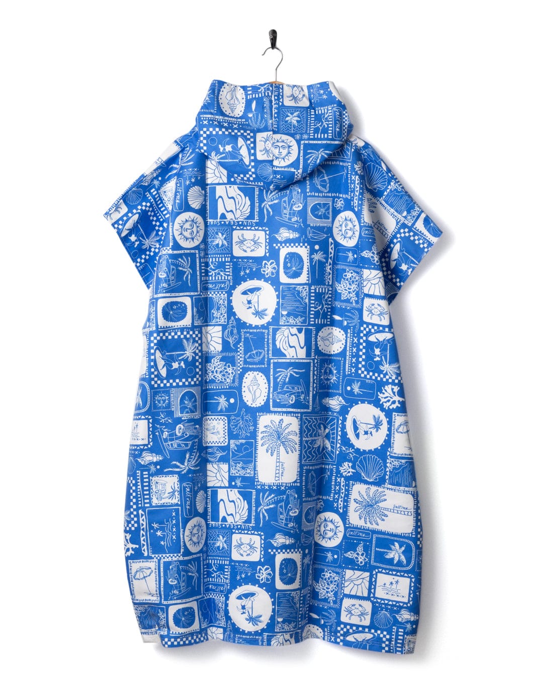 Island Tiles Poncho in Bright Blue - Image 5