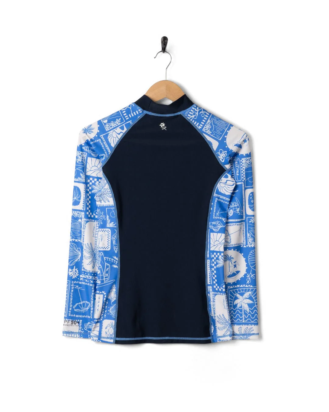 Island Tiles Womens Long Sleeve Rashvest in Blue - Image 13