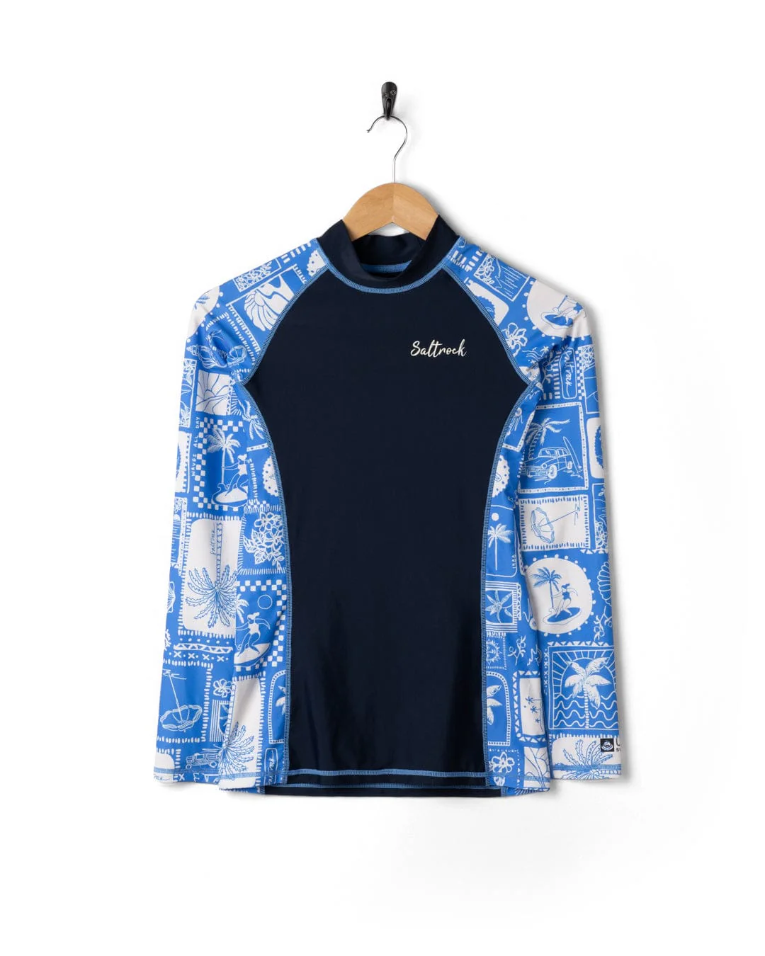 Island Tiles Womens Long Sleeve Rashvest in Blue - Image 7