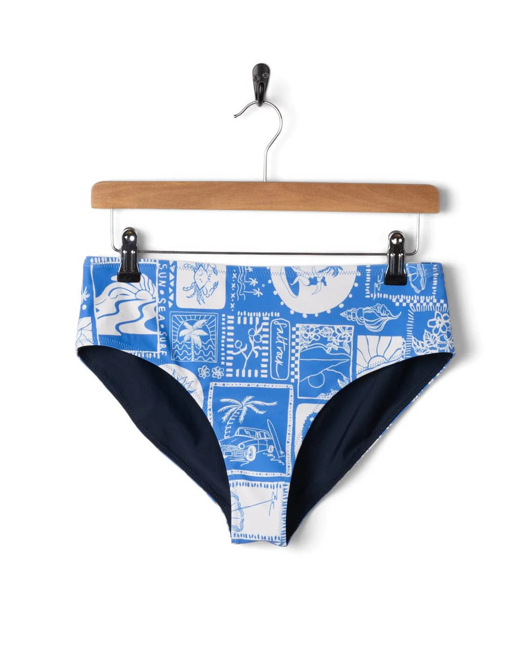 Island Tiles Womens Reversible Bikini Bottoms in Bright Blue - Image 6