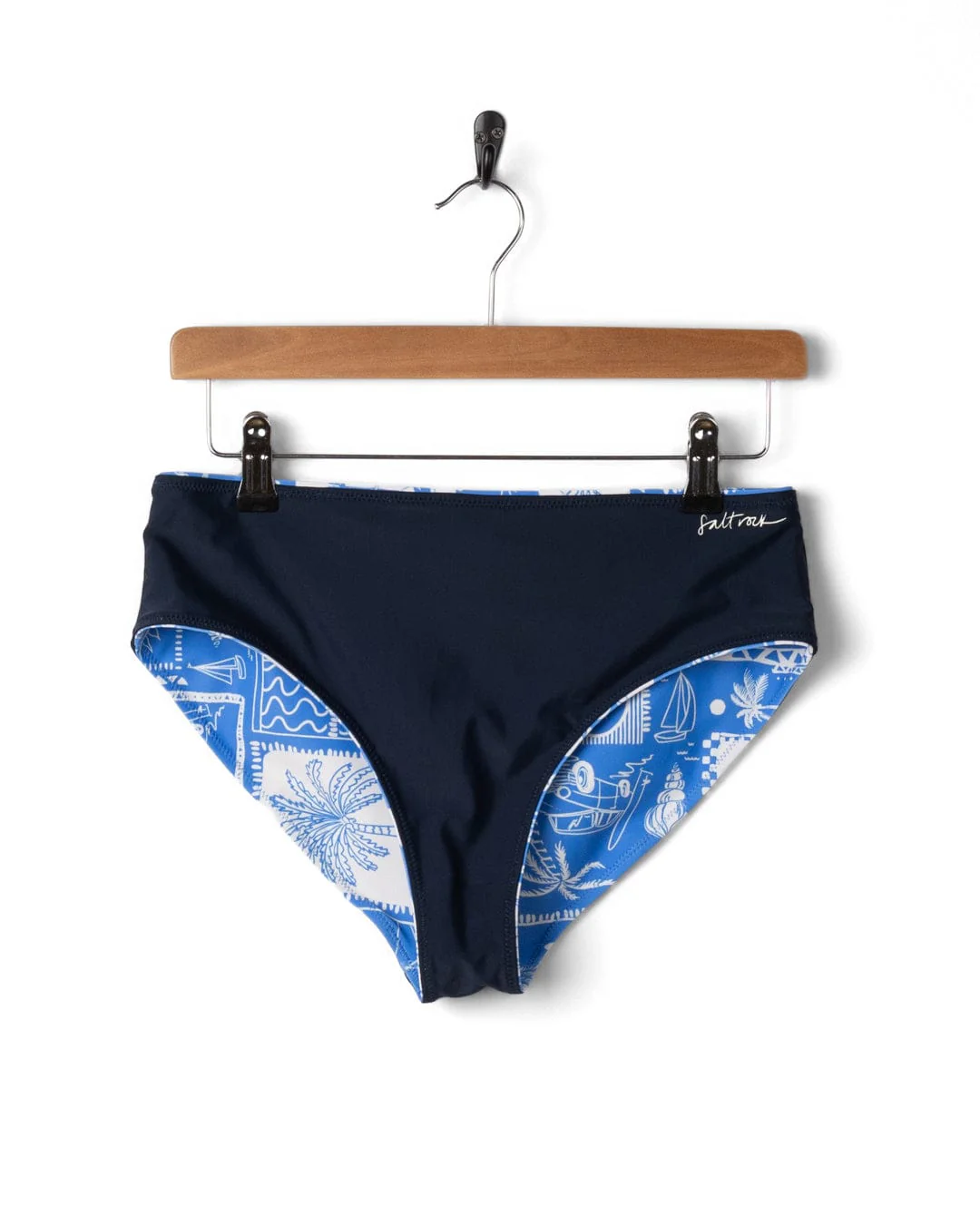 Island Tiles Womens Reversible Bikini Bottoms in Bright Blue - Image 7