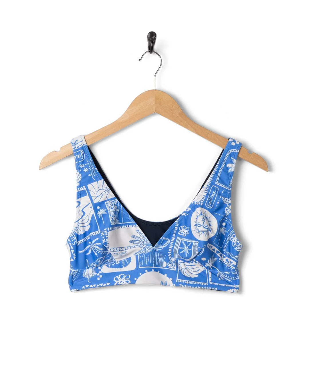 Island Tiles Womens Reversible Bikini Top in Blue - Image 4