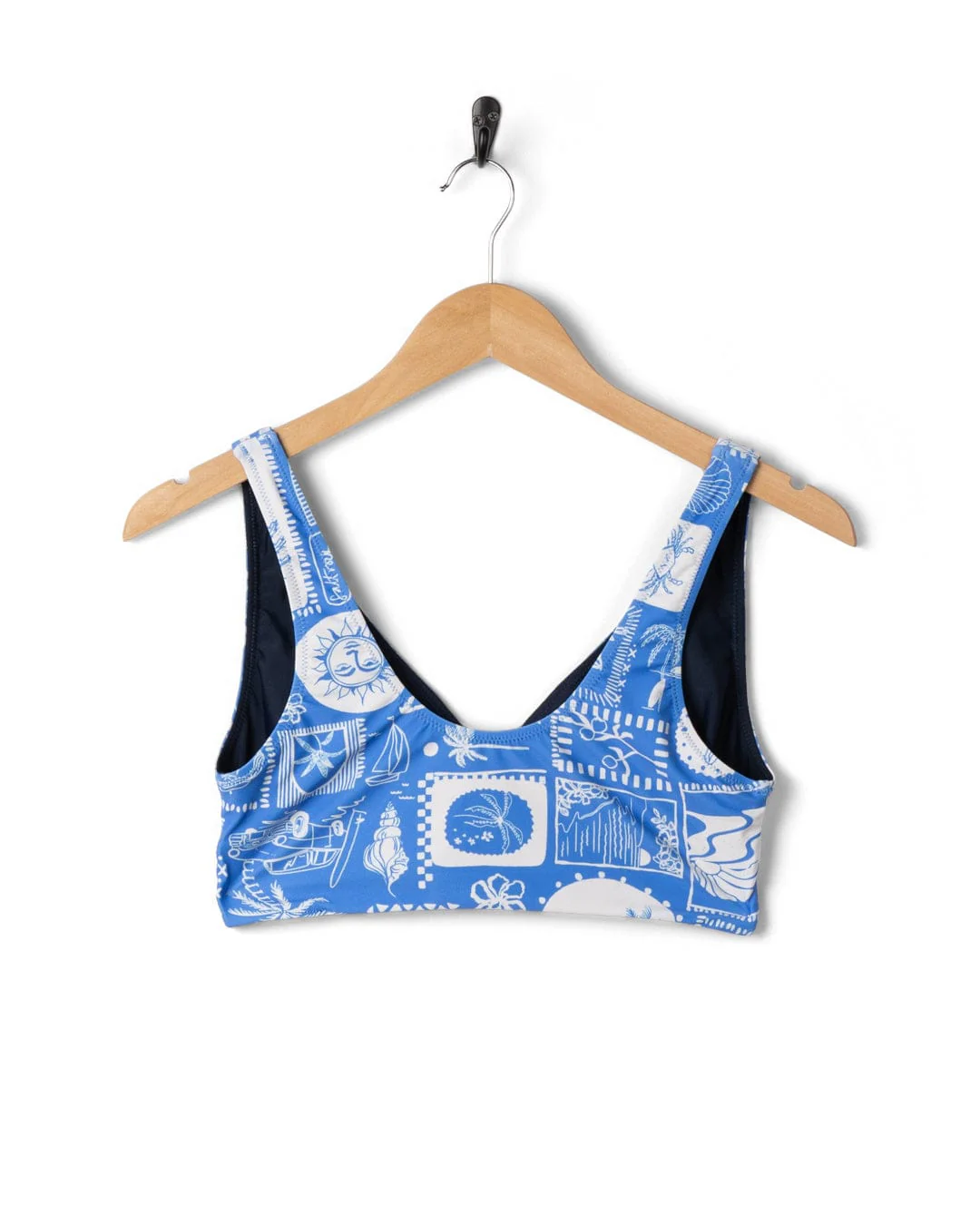 Island Tiles Womens Reversible Bikini Top in Blue - Image 5