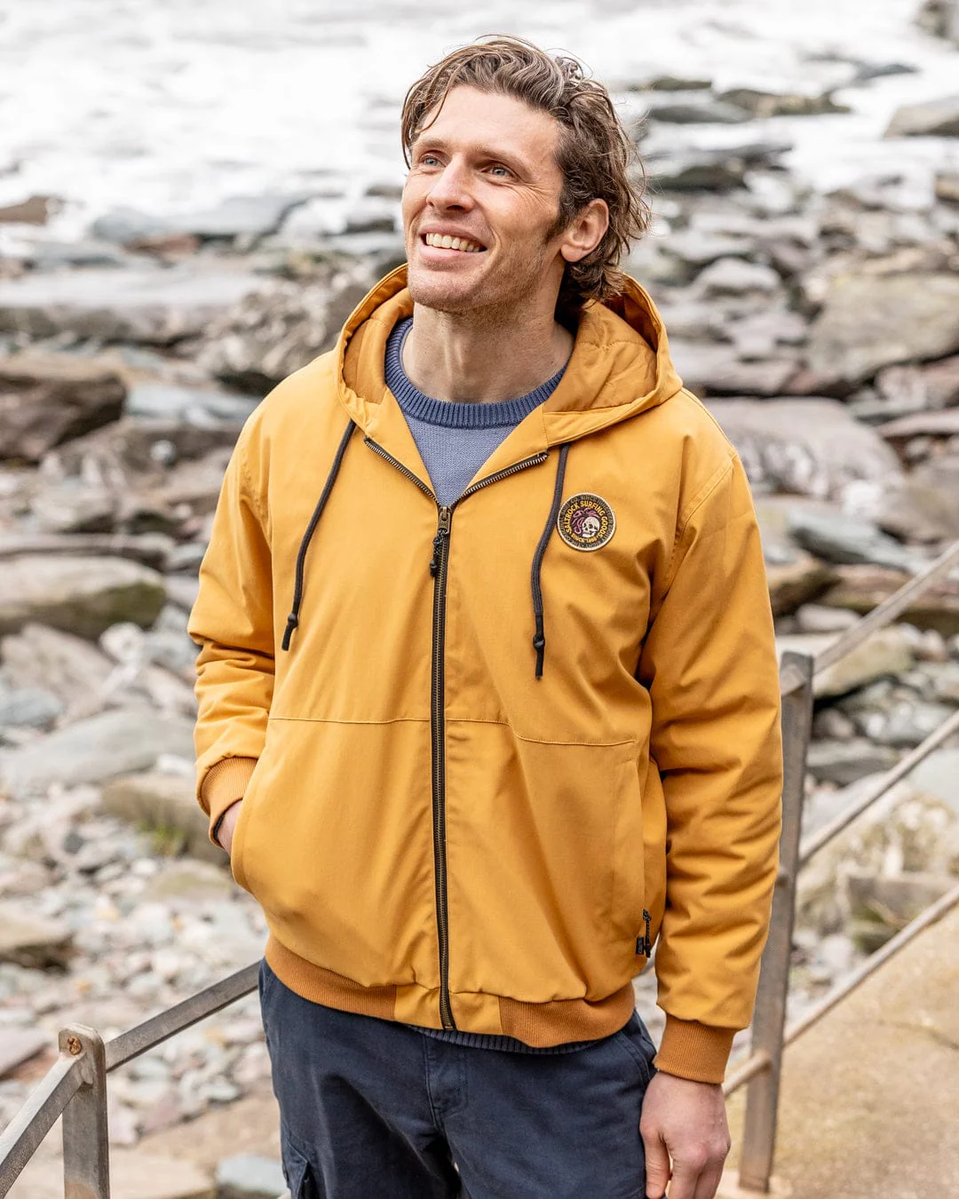 Jace Mens Casual Bomber Jacket in Yellow - Image 10