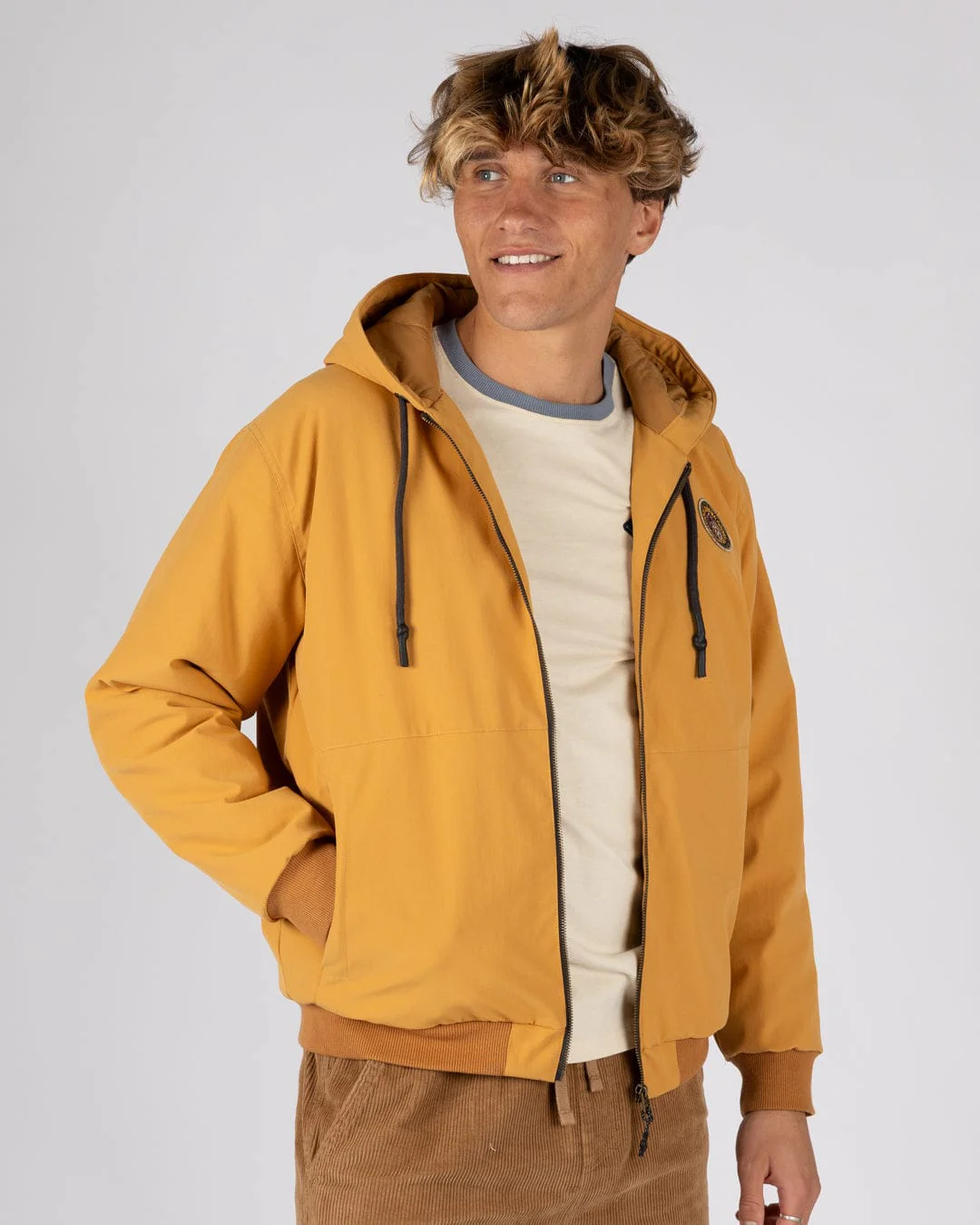 Jace Mens Casual Bomber Jacket in Yellow - Image 3