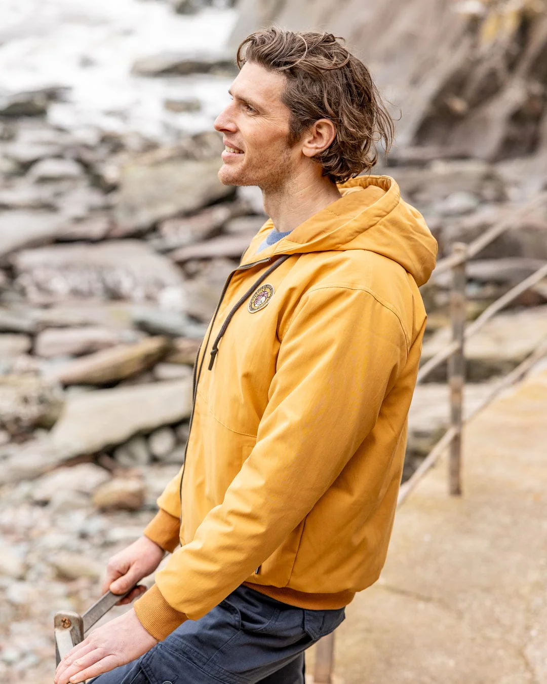 Jace Mens Casual Bomber Jacket in Yellow - Image 7