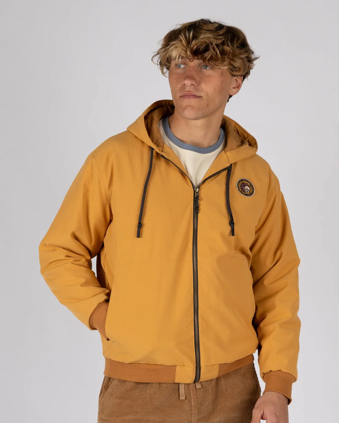 Jace Mens Casual Bomber Jacket in Yellow - Image 8