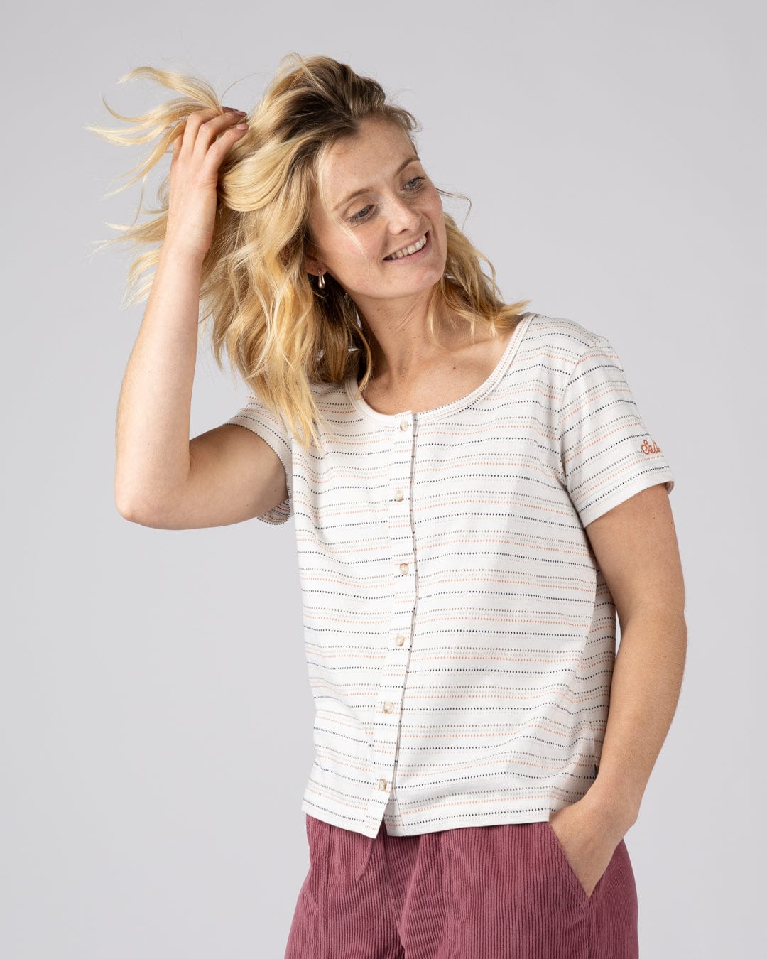 Jenn Womens Short Sleeve T-Shirt in Cream - Image 6